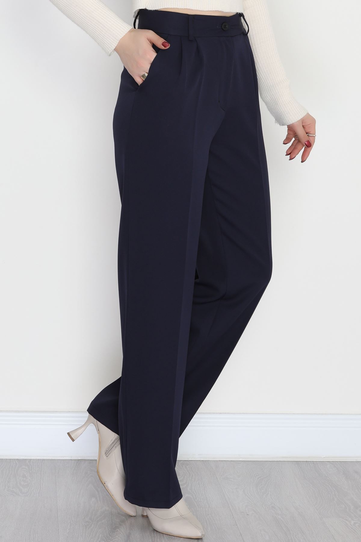 Tek Düğme Palazzo Pantolon Lacivert - 90022.1397.