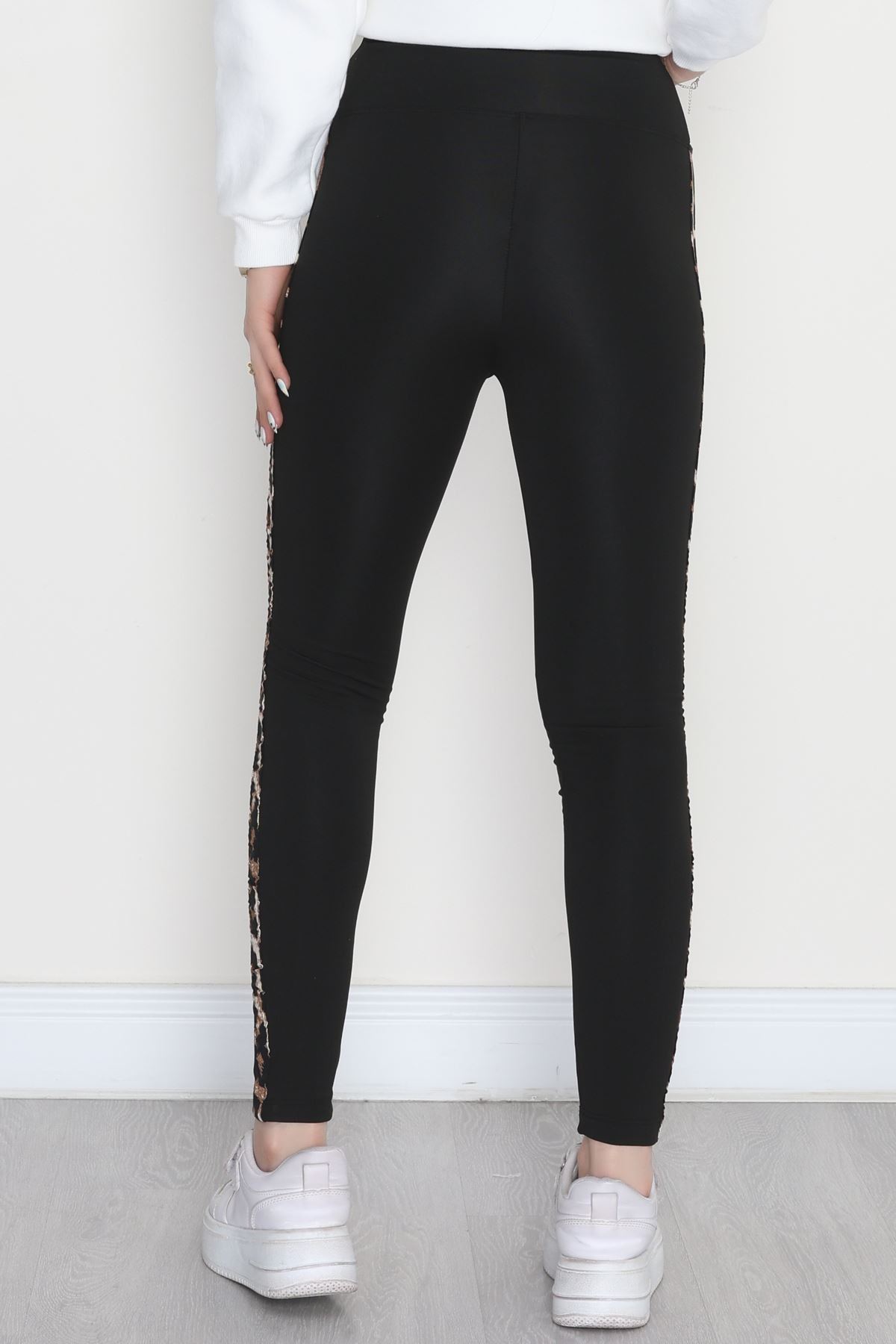 Şeritli Şardonlu Dalgıç Tayt Siyah - 52025.1098.