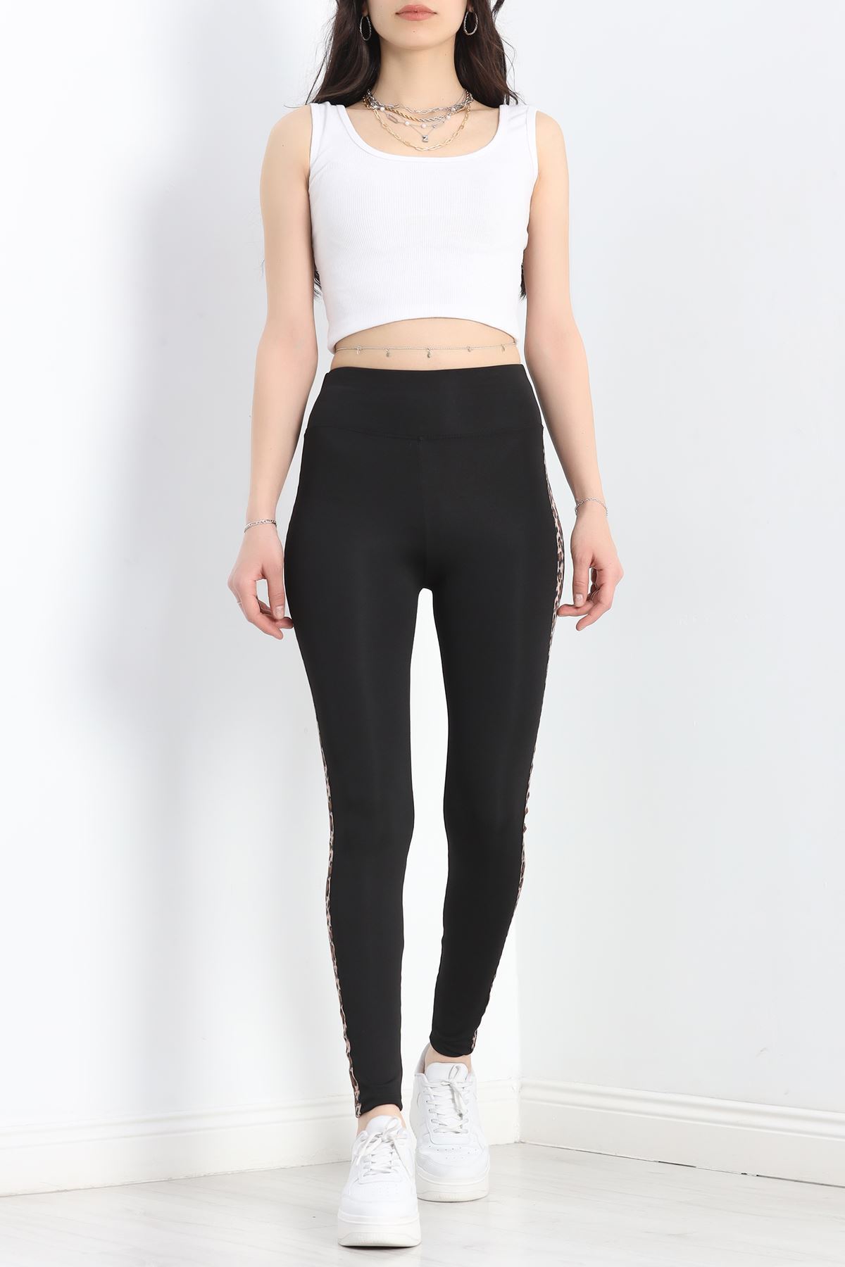 Şeritli Dalgıç Tayt Siyah - 50069.1098.