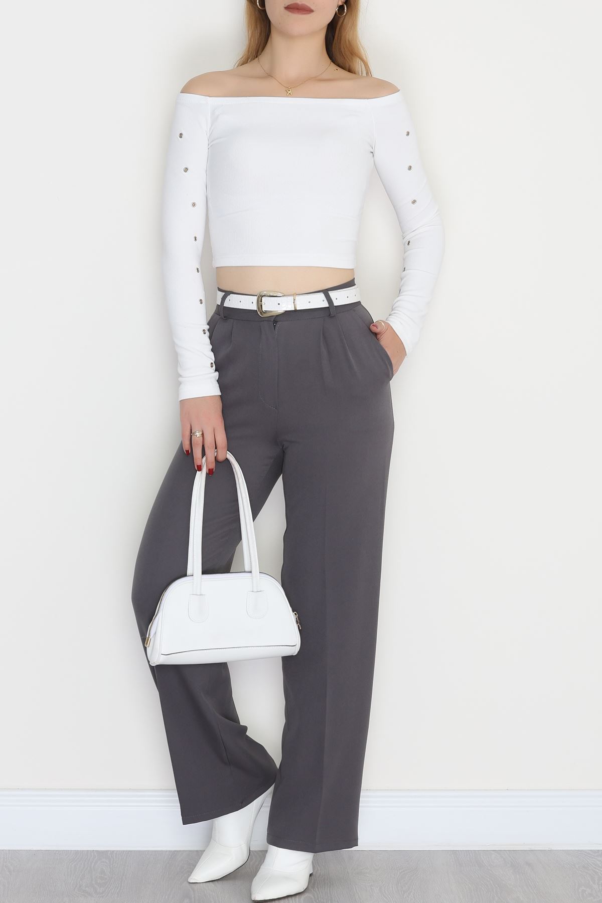 Tek Düğme Palazzo Pantolon Dumangri - 90022.1397.