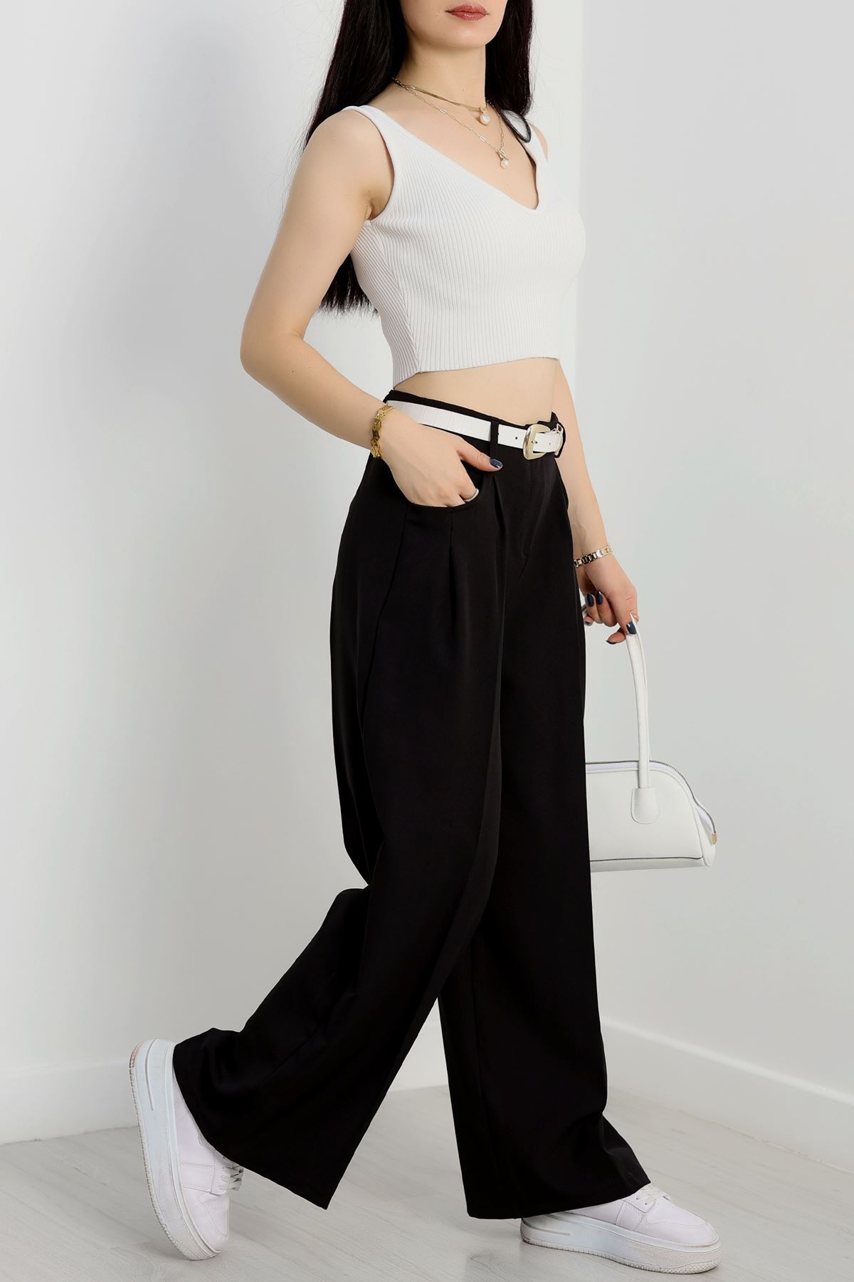 Cepten Pileli Palazzo Pantolon Siyah - 90113.1397.