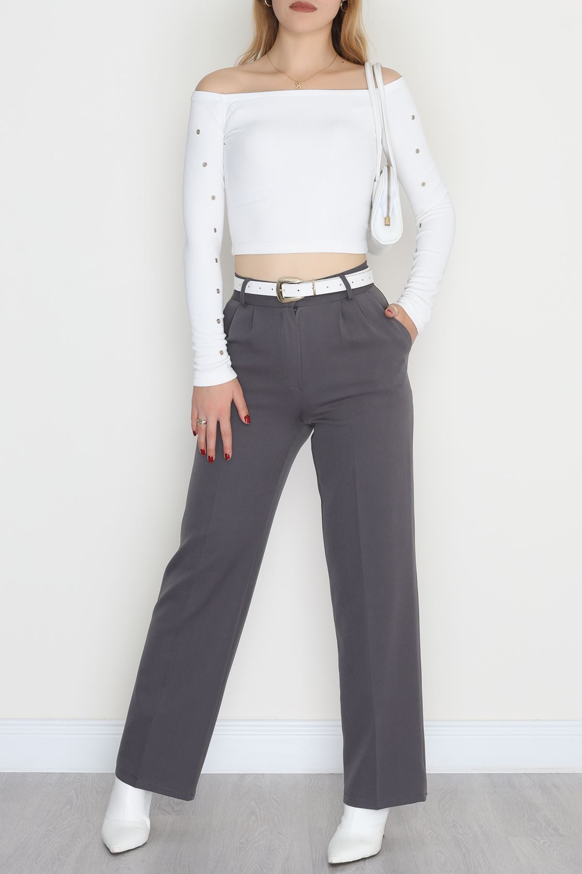 Tek Düğme Palazzo Pantolon Dumangri - 90022.1397.