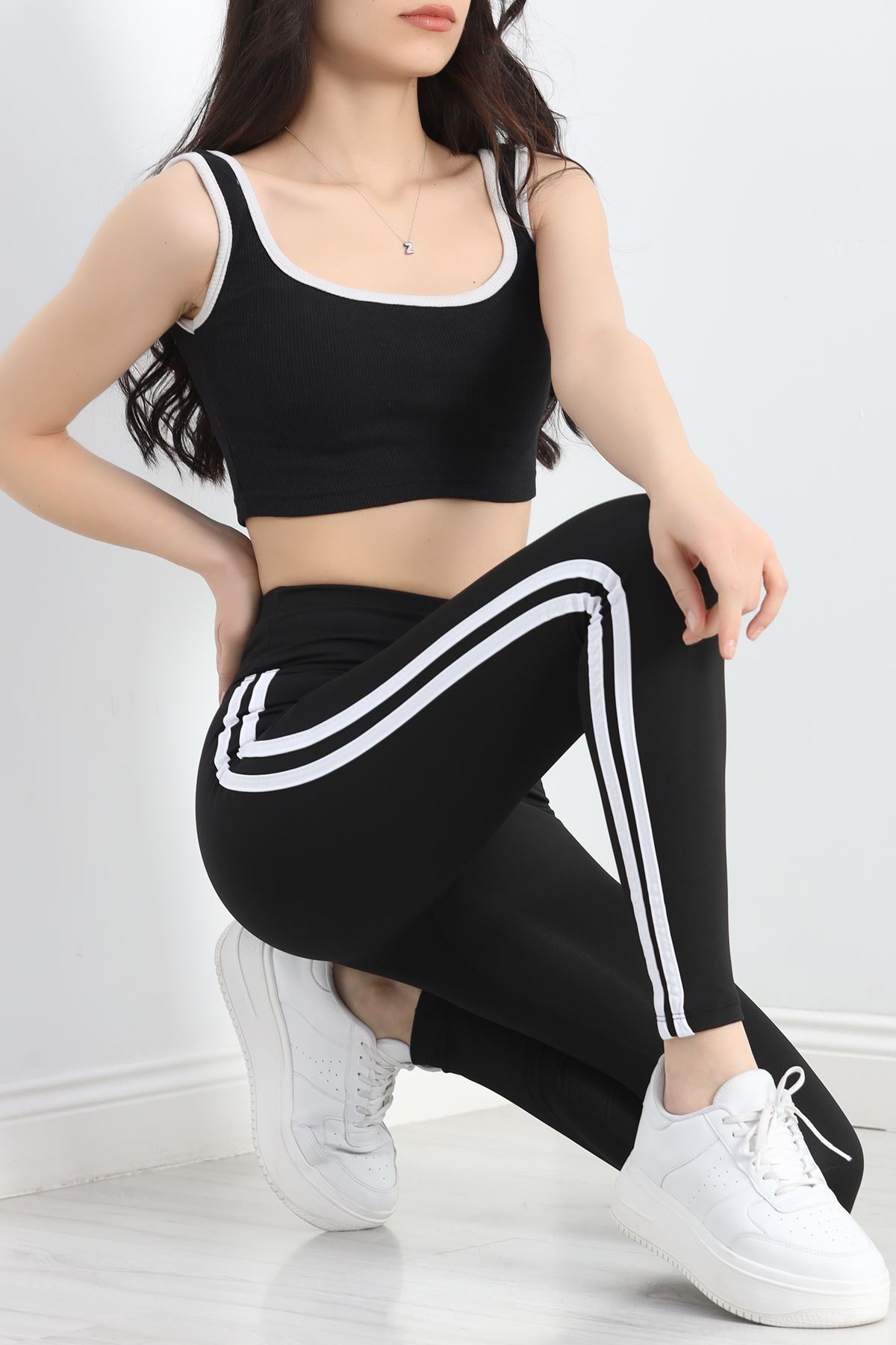 Çift Şeritli Dalgıç Tayt Siyah - 50067.1098.