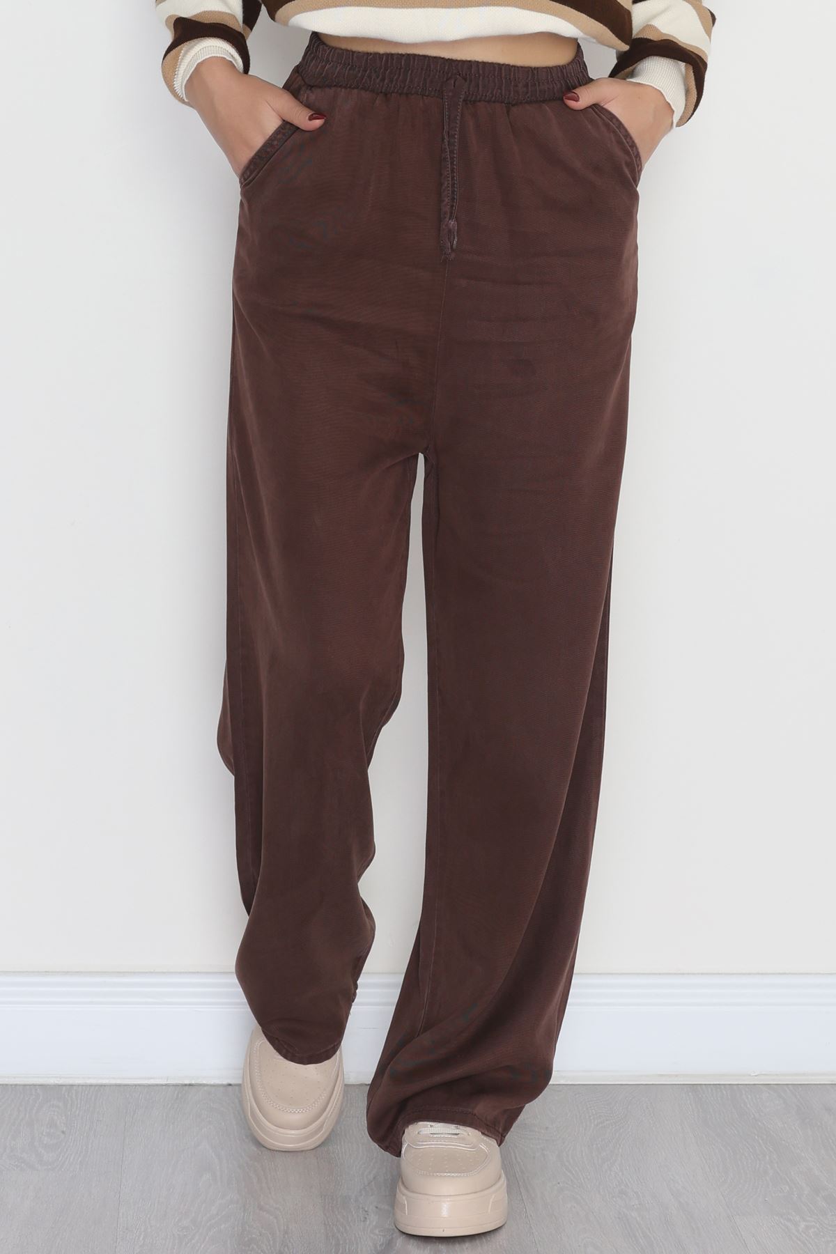 Lastikli Palazzo Gabardin Kot Pantolon Kahve - 31559.2088.