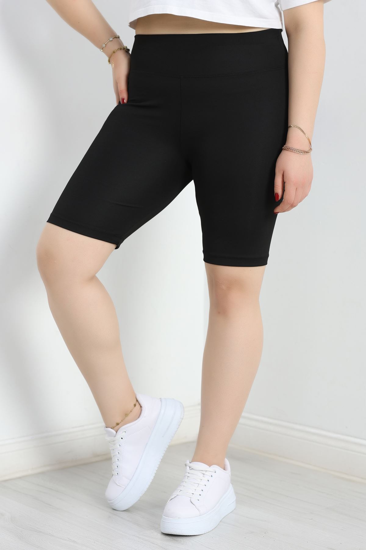 Bel Yazılı Büyük Beden Biker Tayt Siyah - 50686.1098.