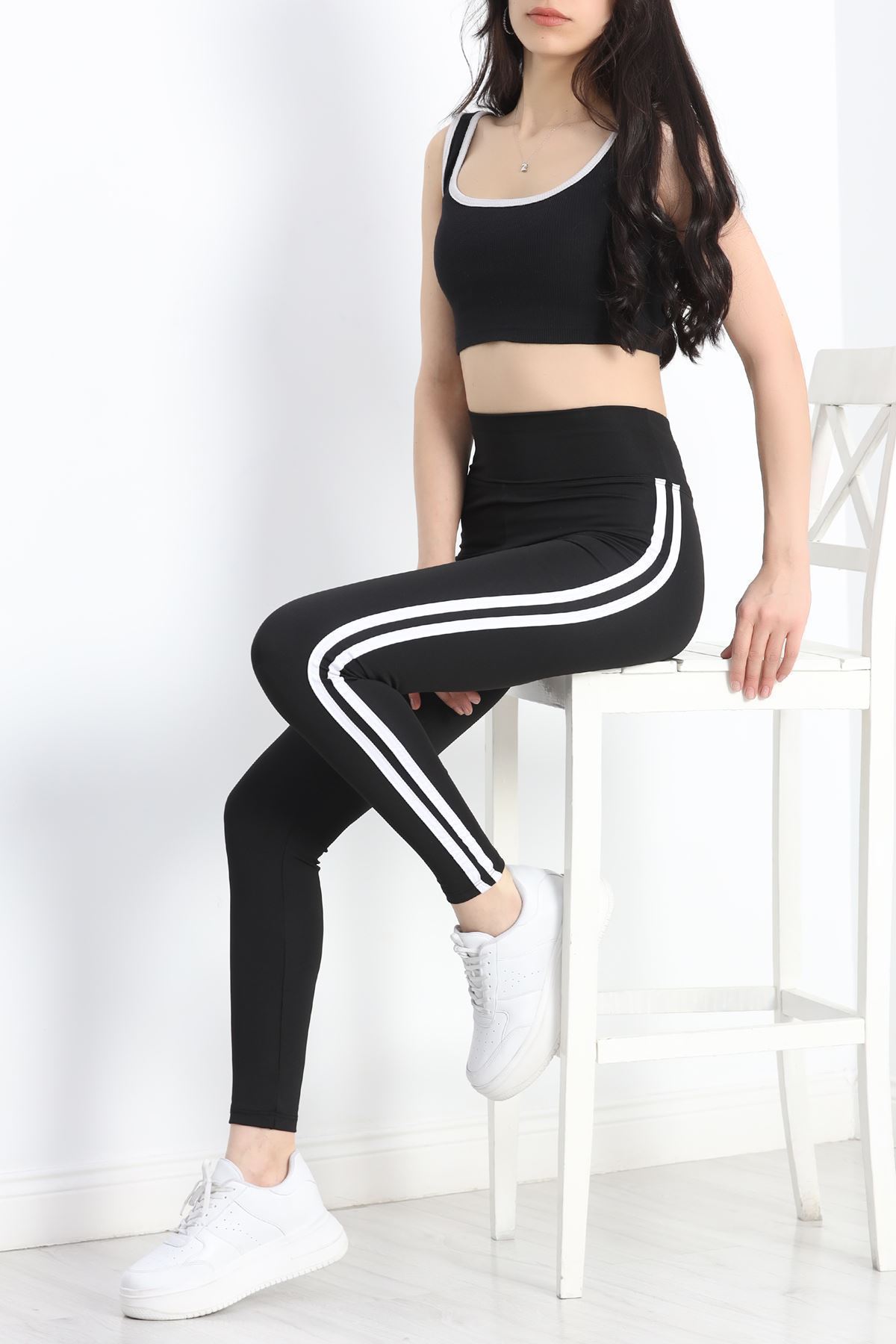 Çift Şeritli Dalgıç Tayt Siyah - 50067.1098.