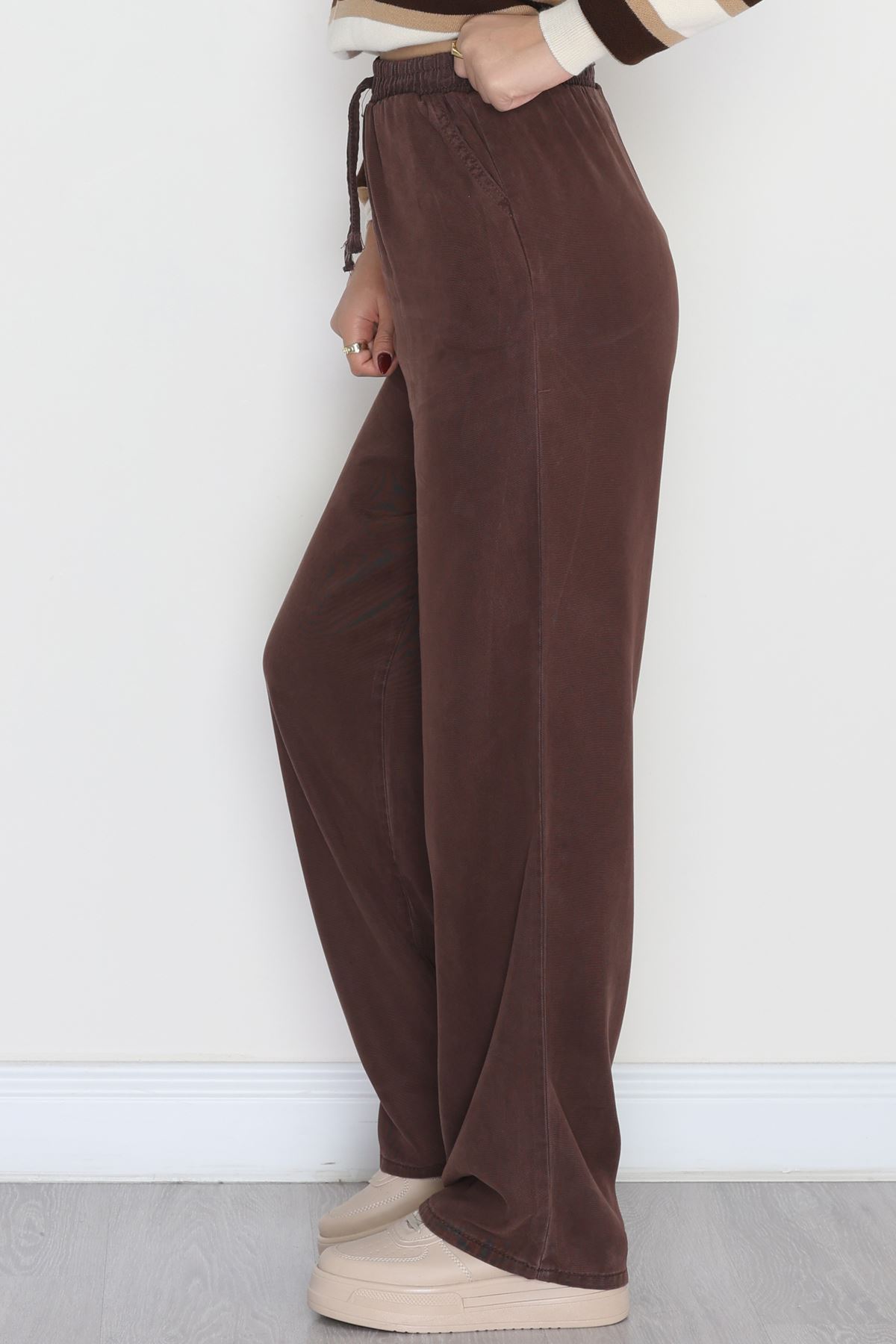 Lastikli Palazzo Gabardin Kot Pantolon Kahve - 31559.2088.