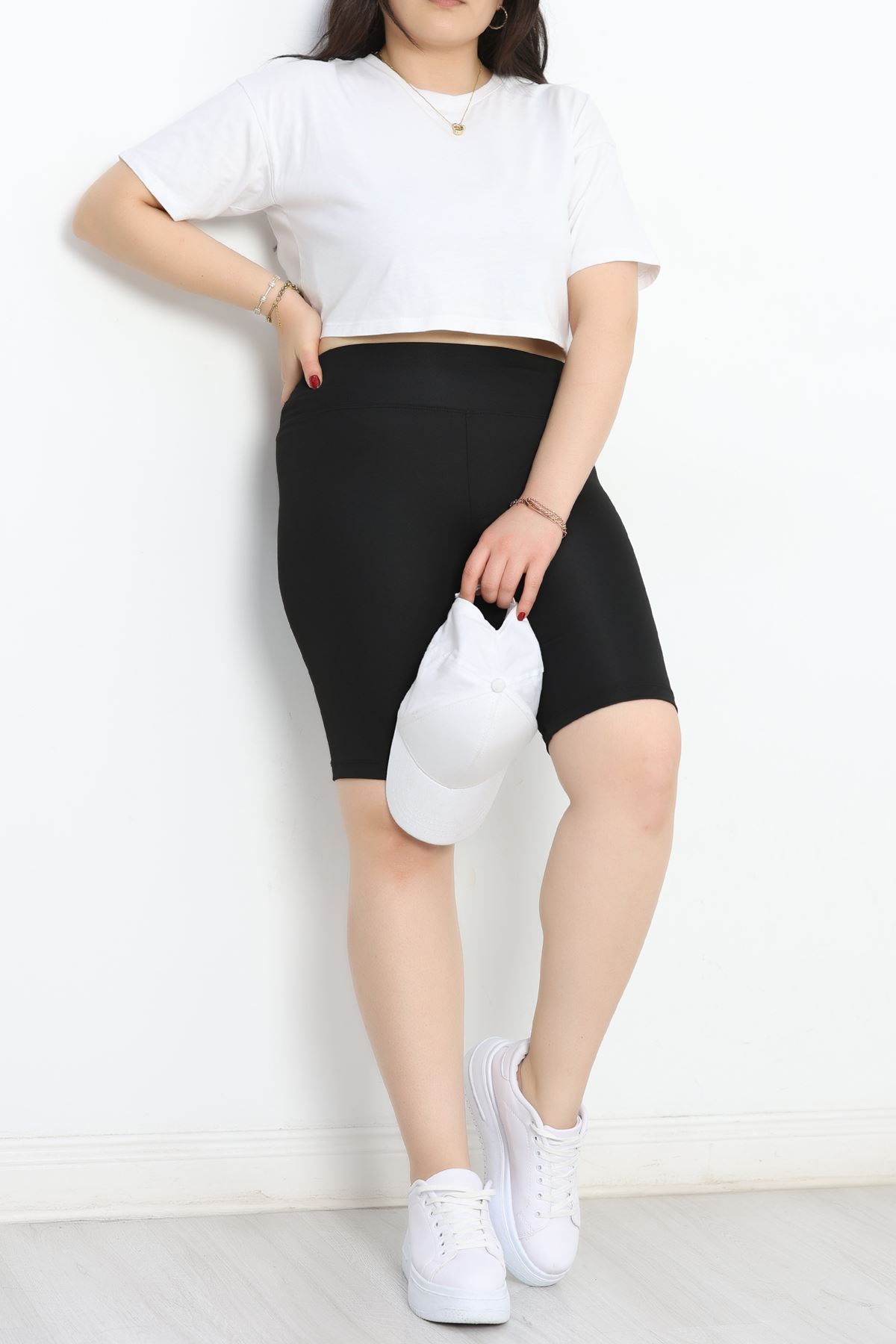 Bel Yazılı Büyük Beden Biker Tayt Siyah - 50686.1098.