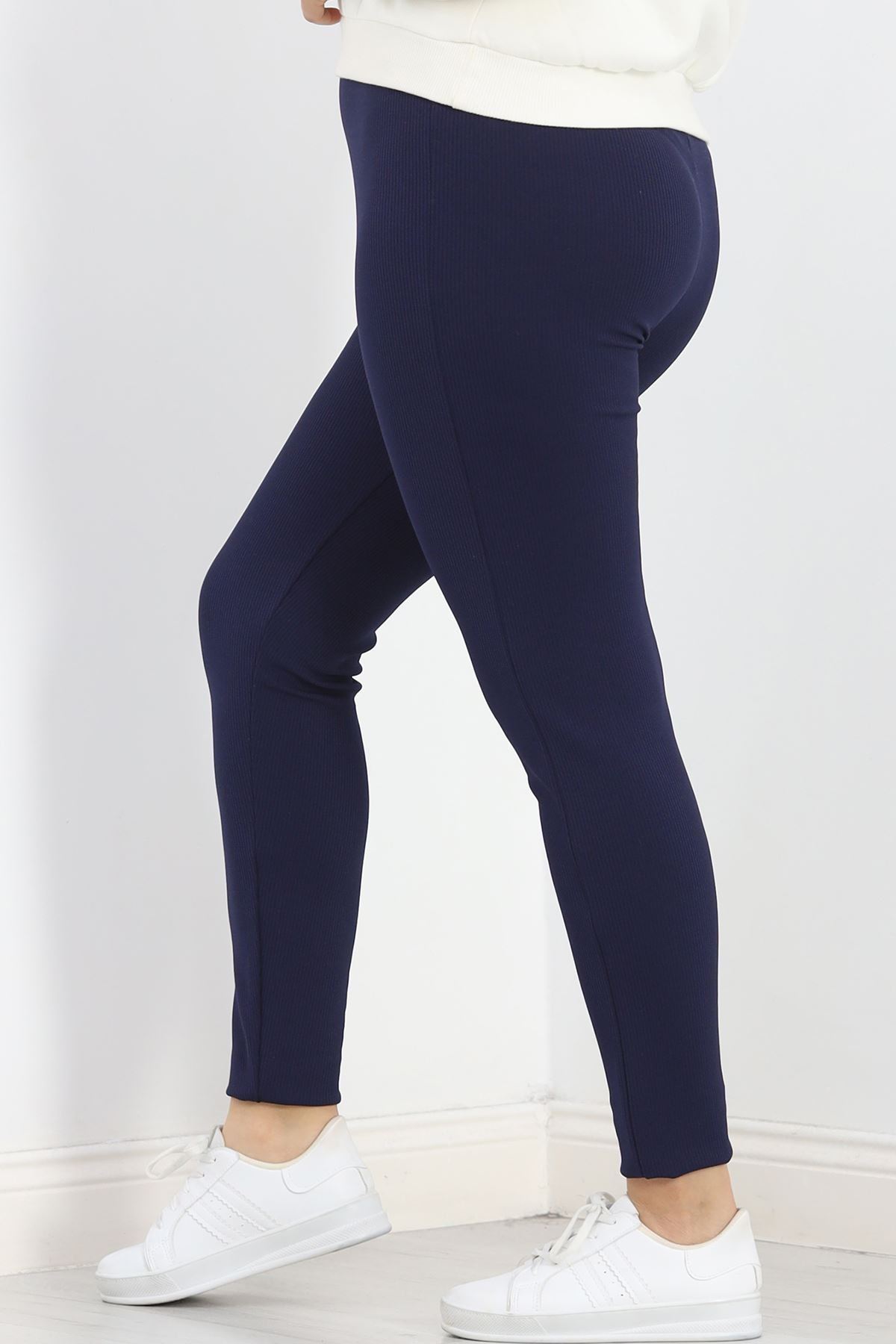 Büyük Beden Fitilli Tayt Lacivert - 20212.1098.