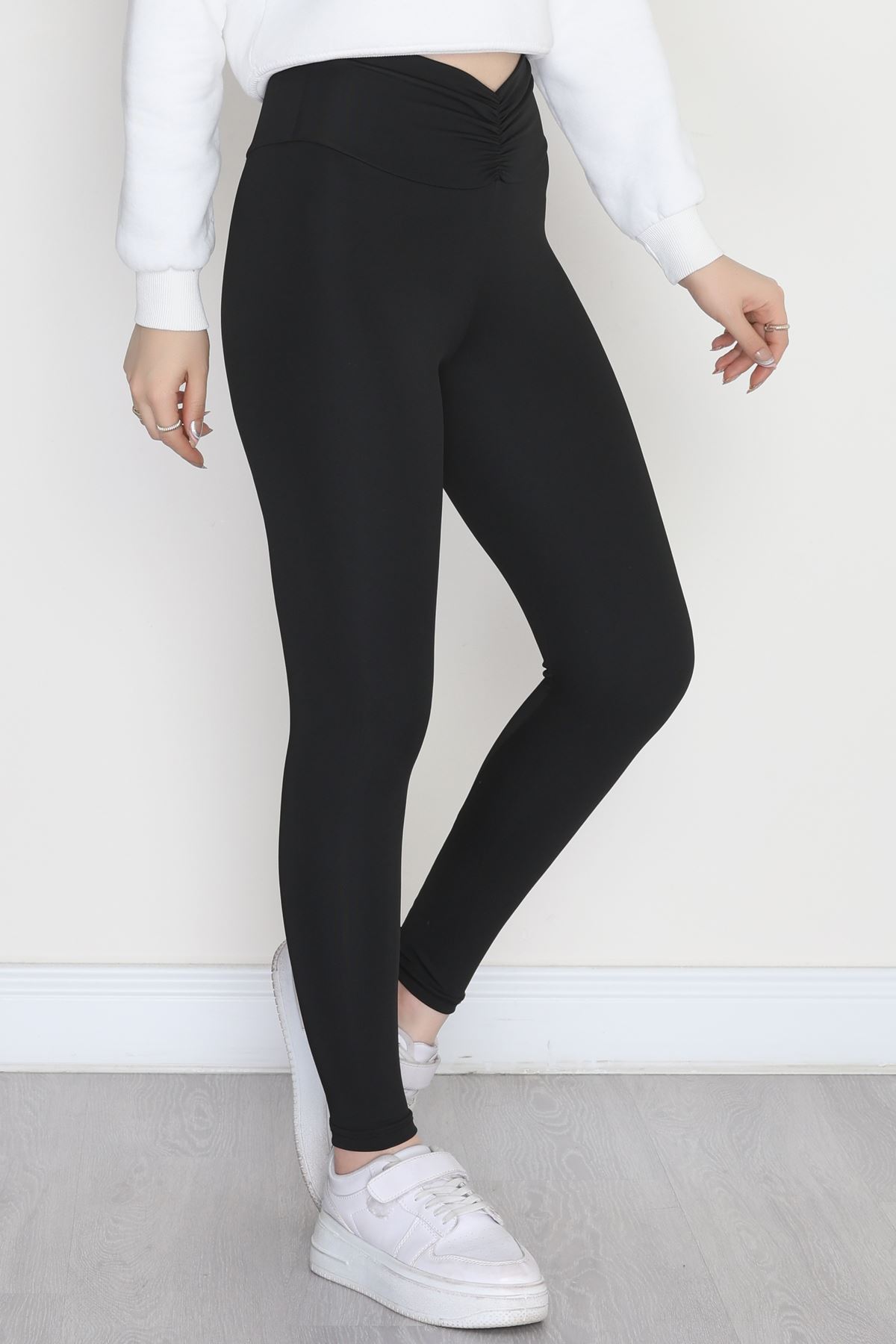 Beli Büzgülü Dalgıç Tayt Siyah - 52012.1005.