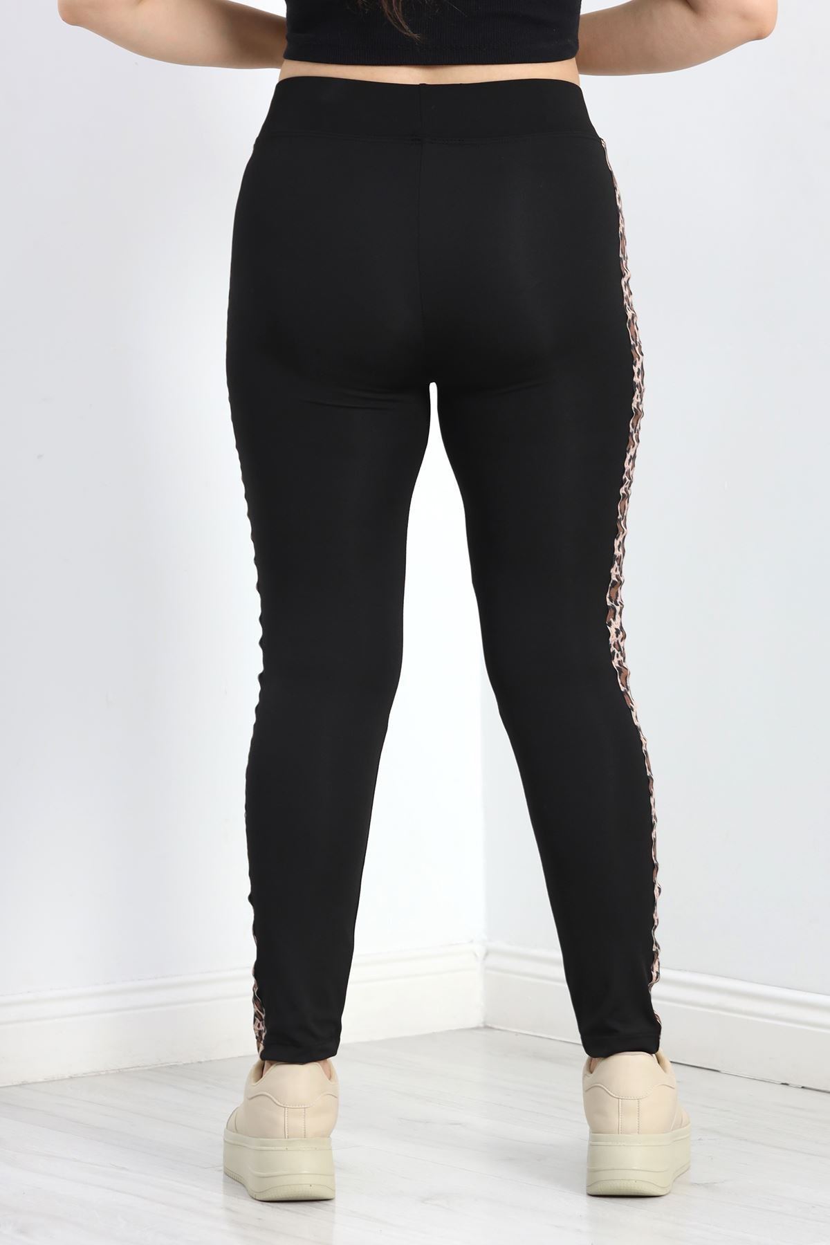 Büyük Beden Şeritli Dalgıç Tayt Siyahleo - 50068.1098.