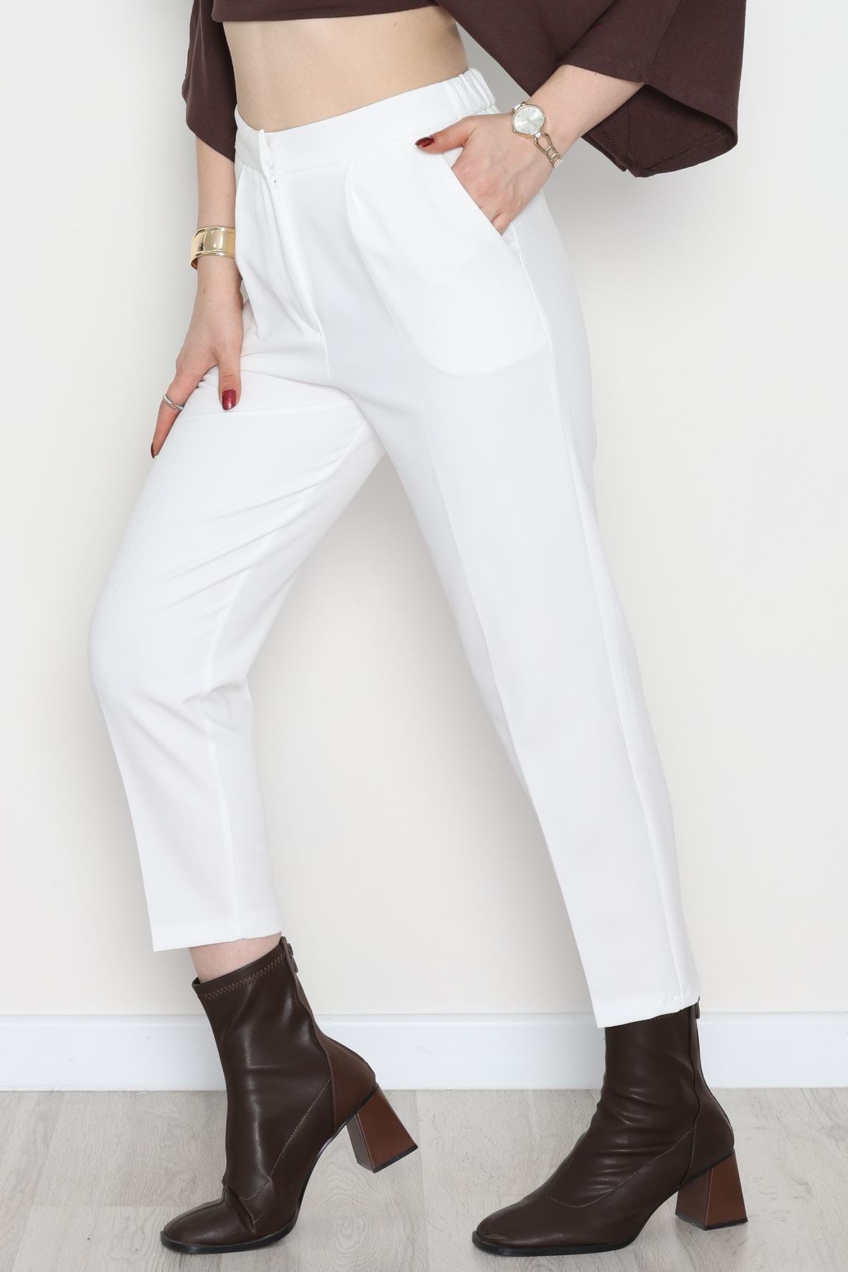 Dabıl Kumaş Pantolon Beyaz - 52001.2116.