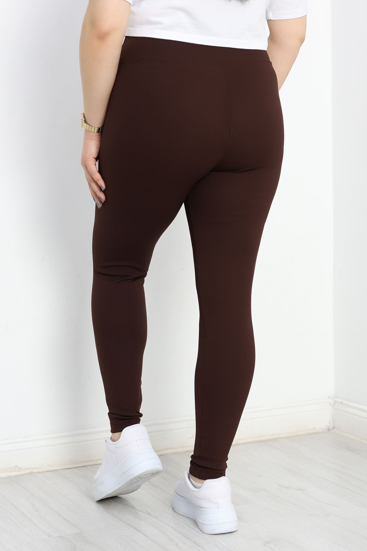 Büyük Beden Fitilli Tayt Acıkahve - 20212.1098.