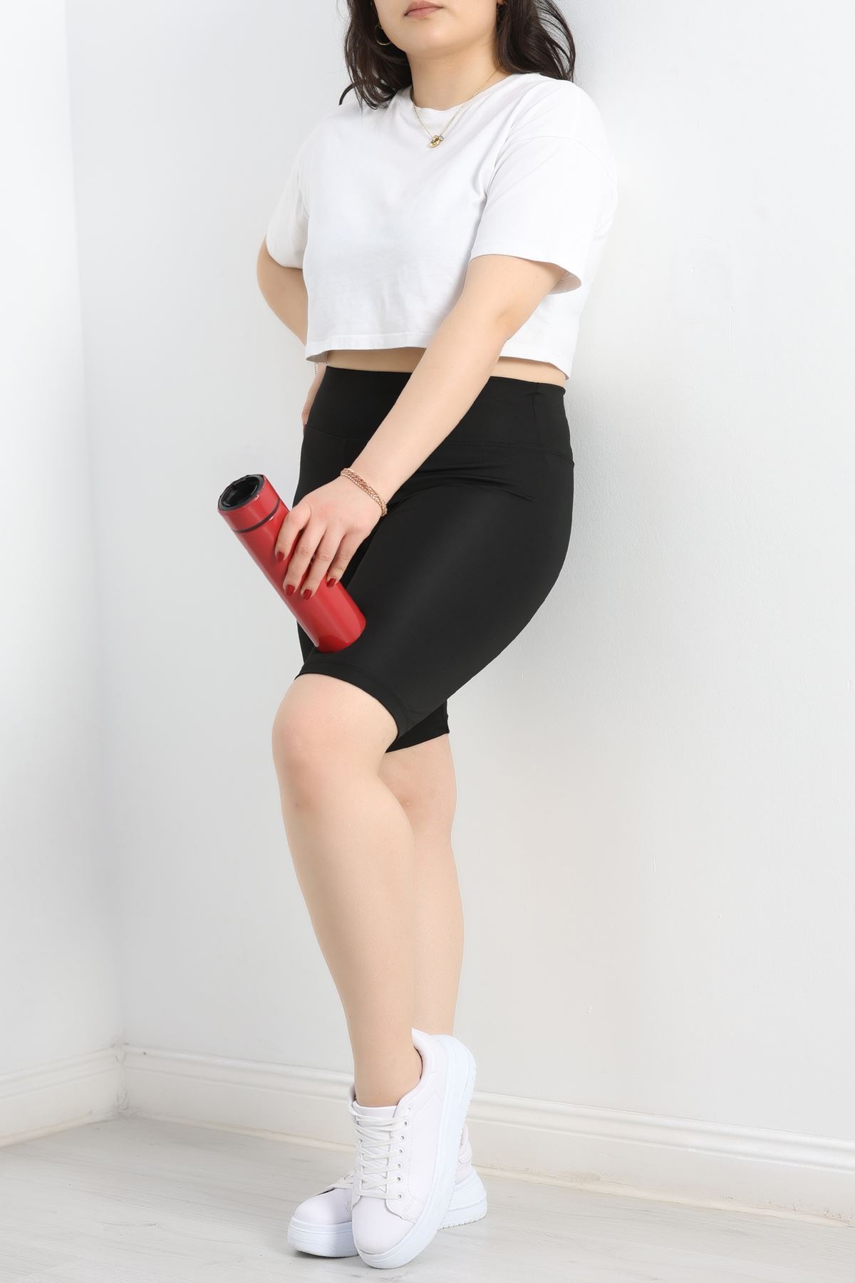 Bel Yazılı Büyük Beden Biker Tayt Siyah - 50686.1098.