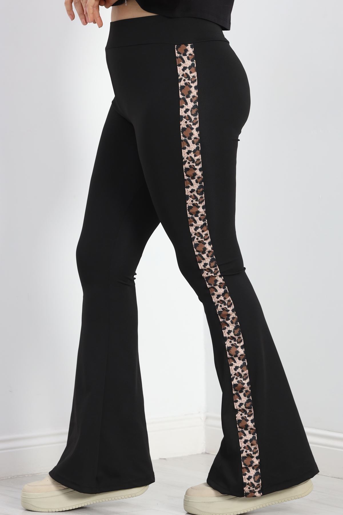 Şeritli Battal Dalgıç İspanyol Tayt Siyah - 50070.1098.