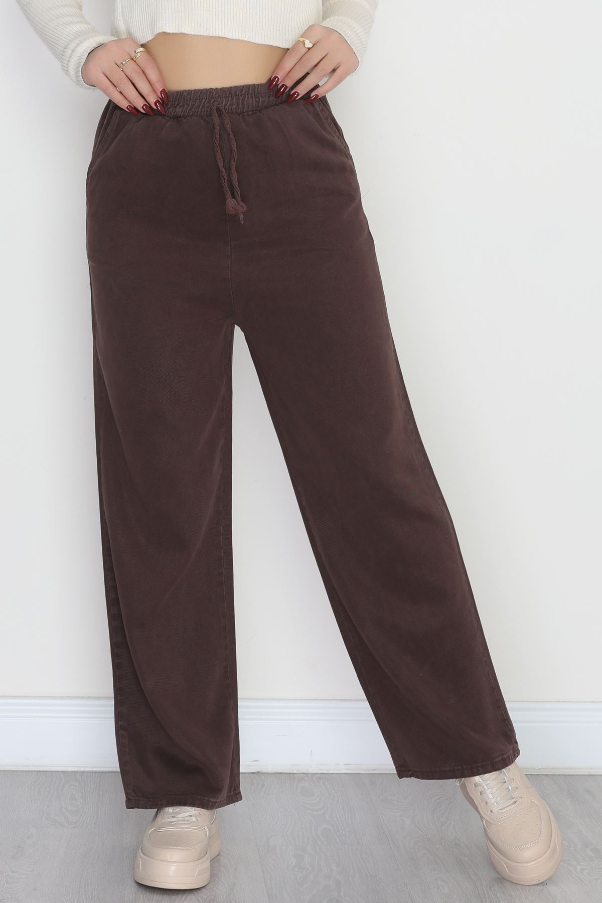 Lastikli Palazzo Gabardin Kot Pantolon Kahve1 - 31559.2088.