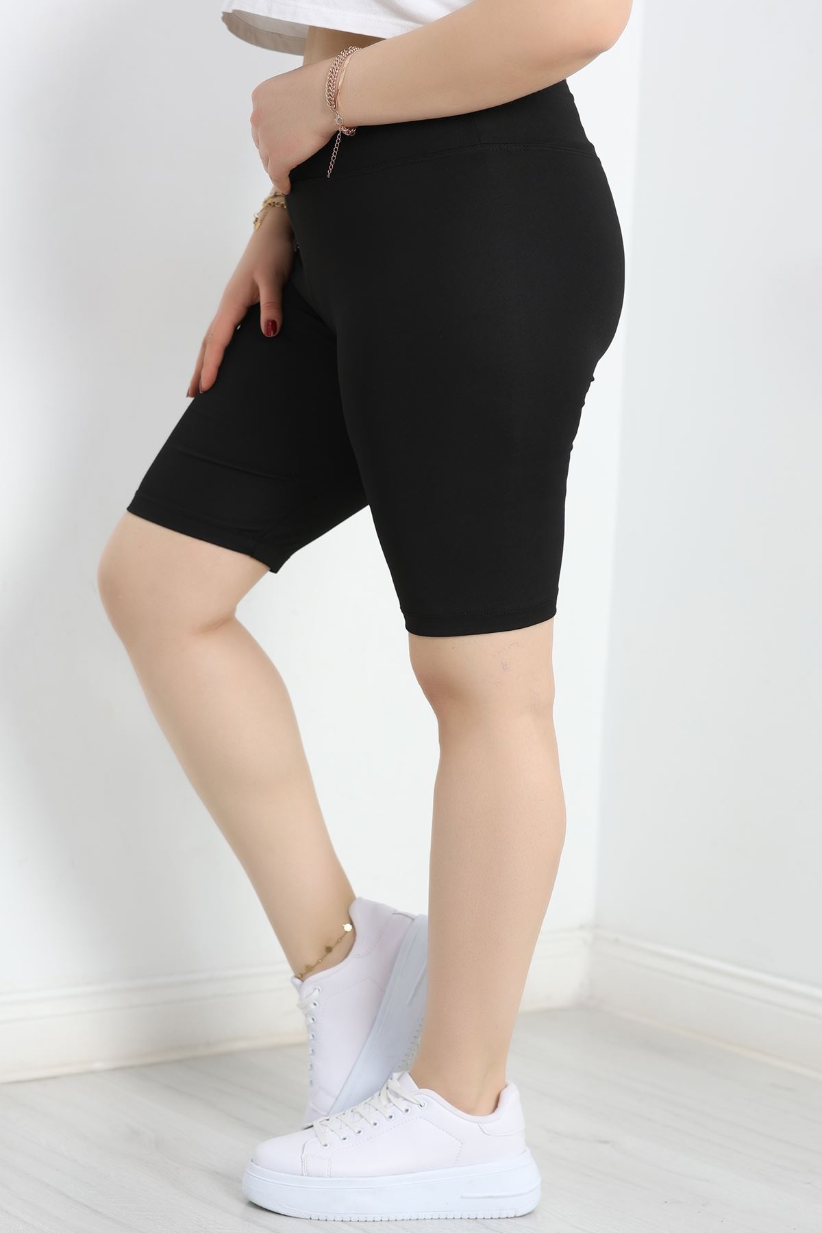 Bel Yazılı Büyük Beden Biker Tayt Siyah - 50686.1098.