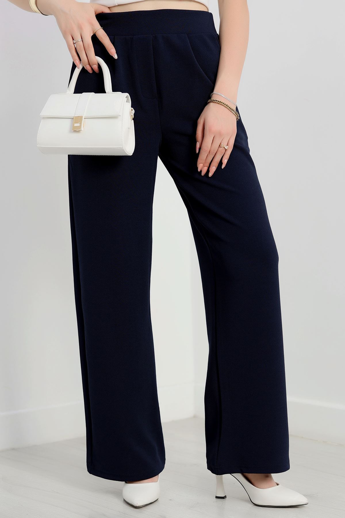 Zra Krep Likralı Pantolon  Lacivert - 90122.1837.