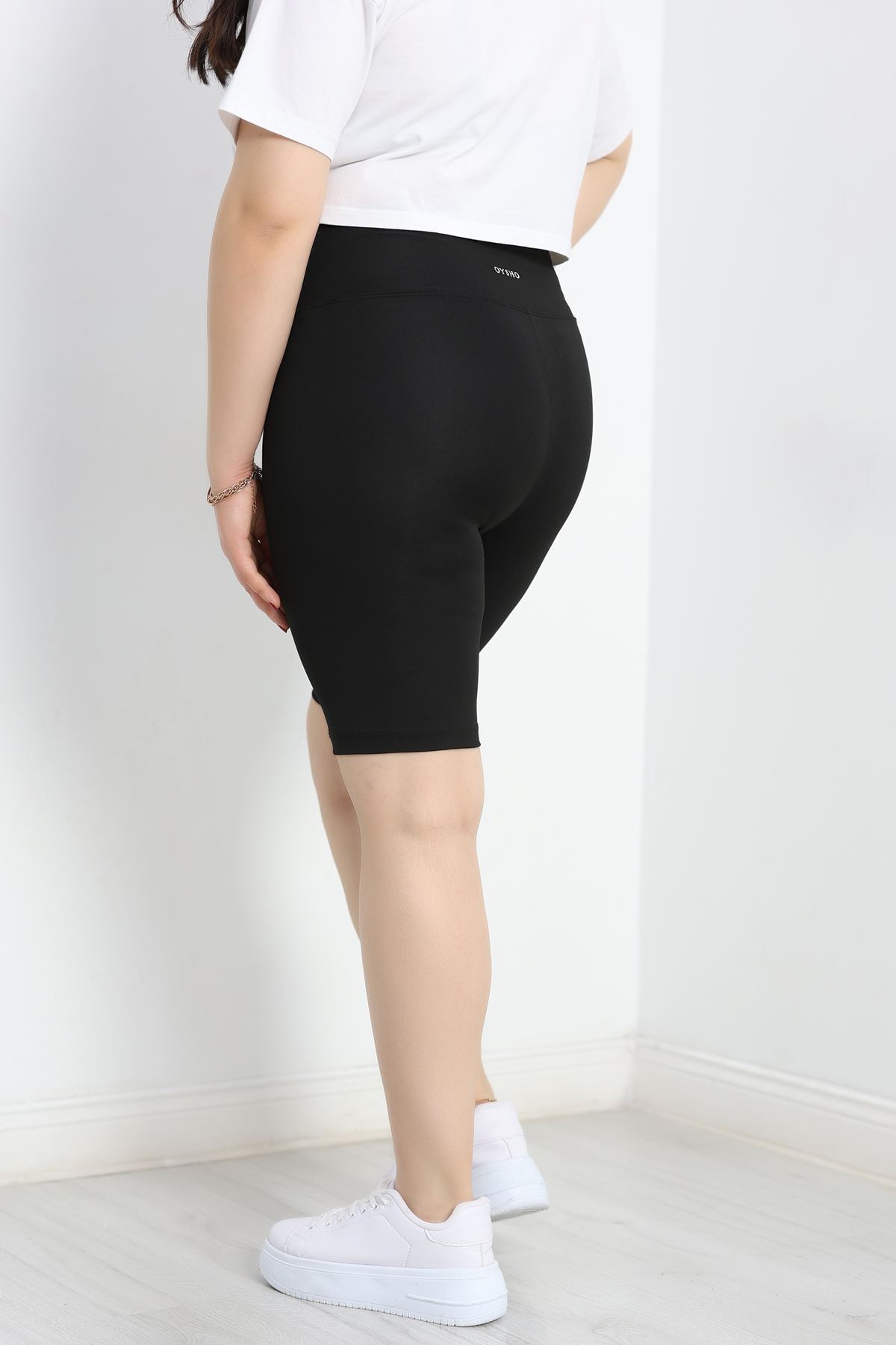 Bel Yazılı Büyük Beden Biker Tayt Siyah - 50686.1098.