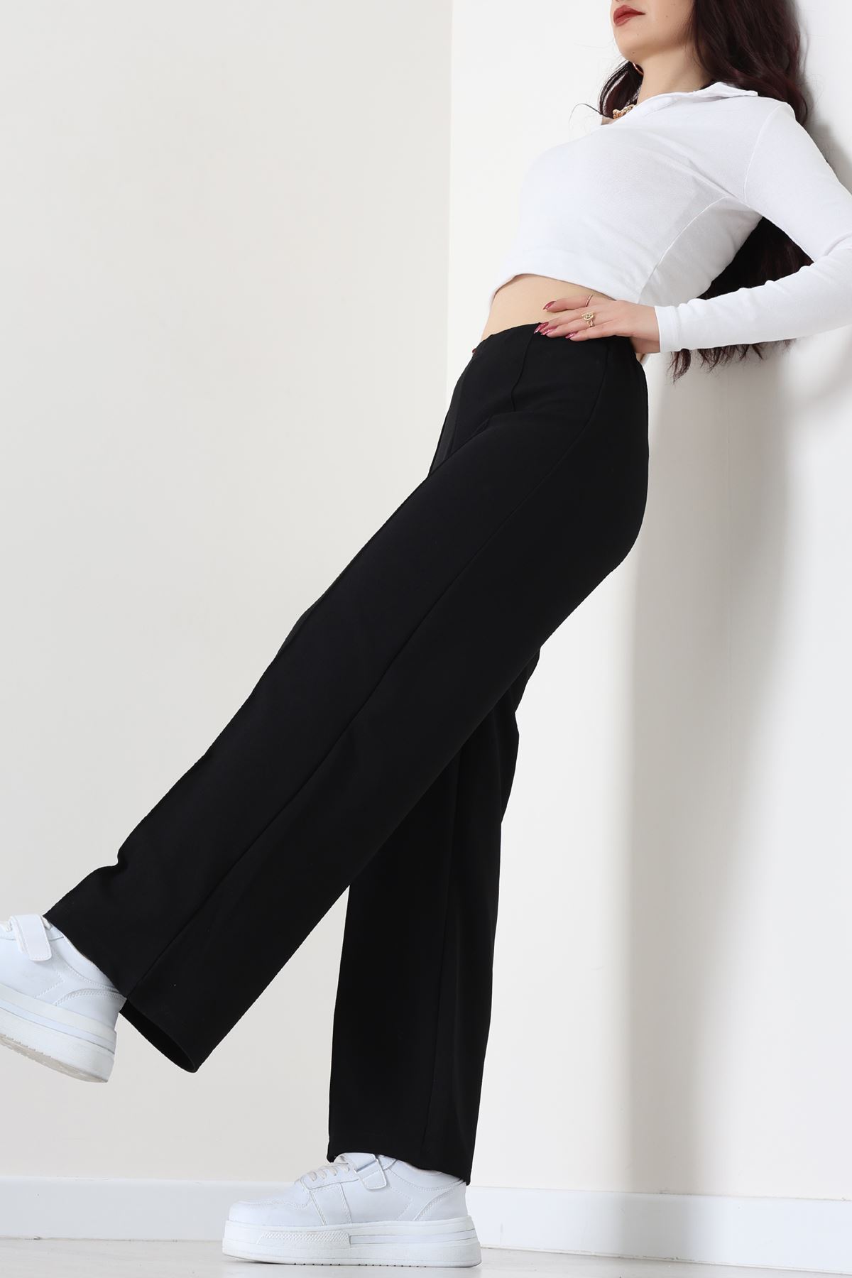 Zra Krep Lastikli Çımalı Pantolon Siyah - 51251.1837.