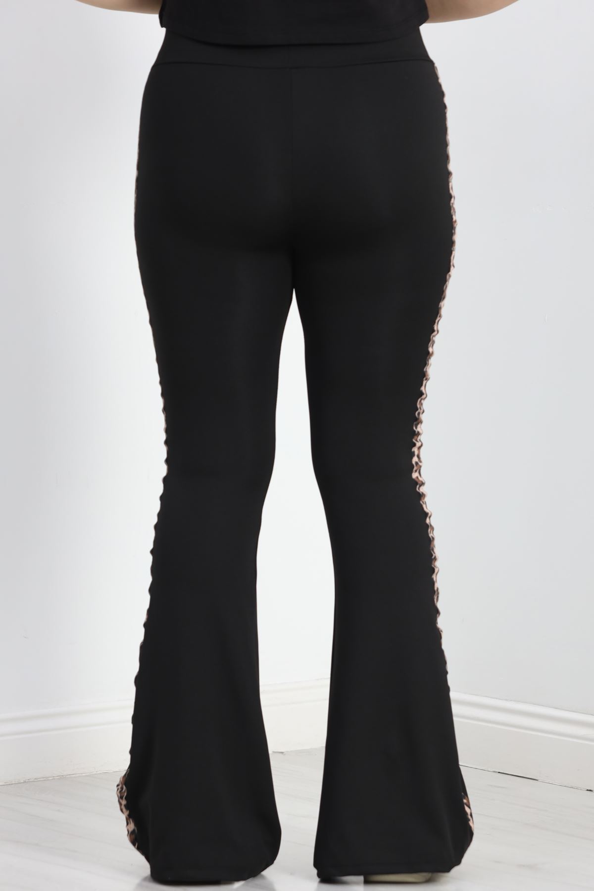 Şeritli Battal Dalgıç İspanyol Tayt Siyah - 50070.1098.