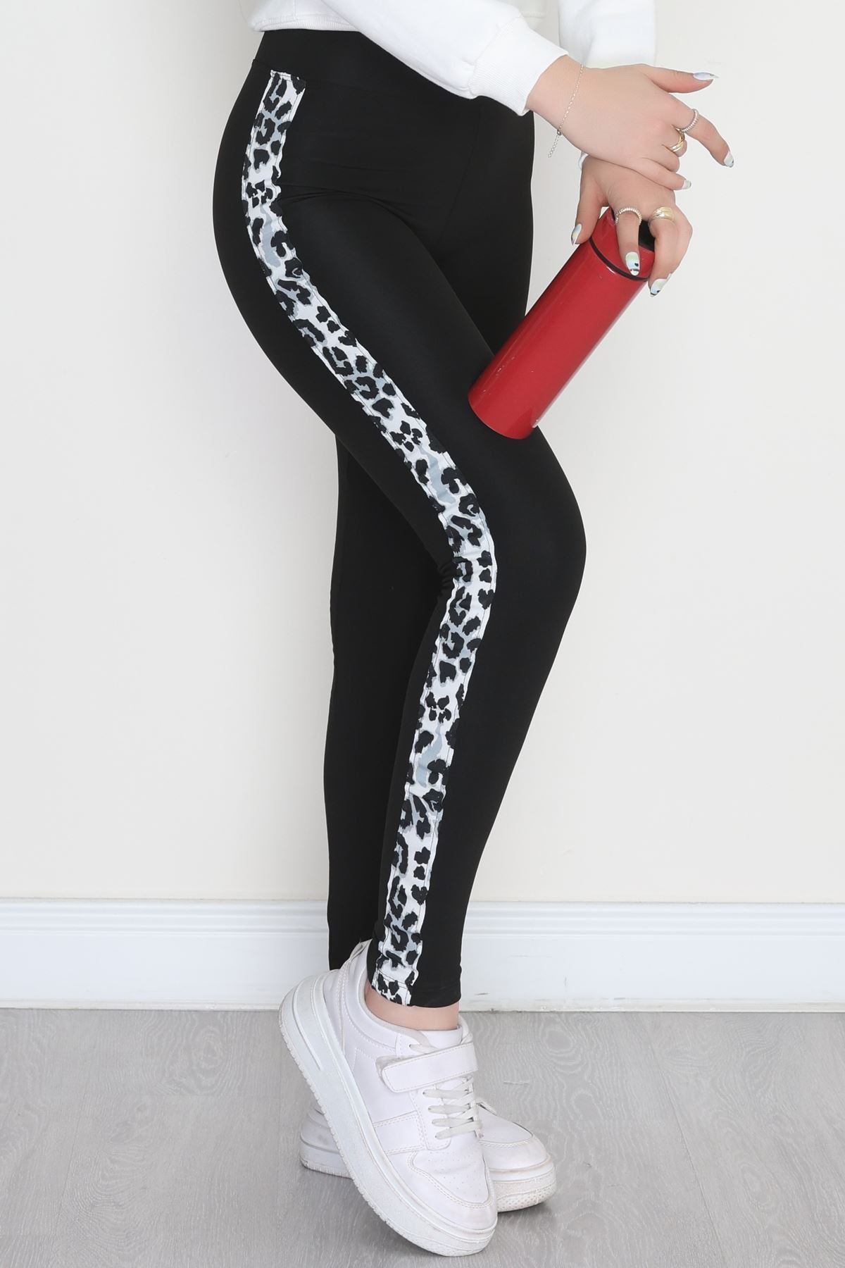 Şeritli Şardonlu Dalgıç Tayt Siyahleopar - 52025.1098.