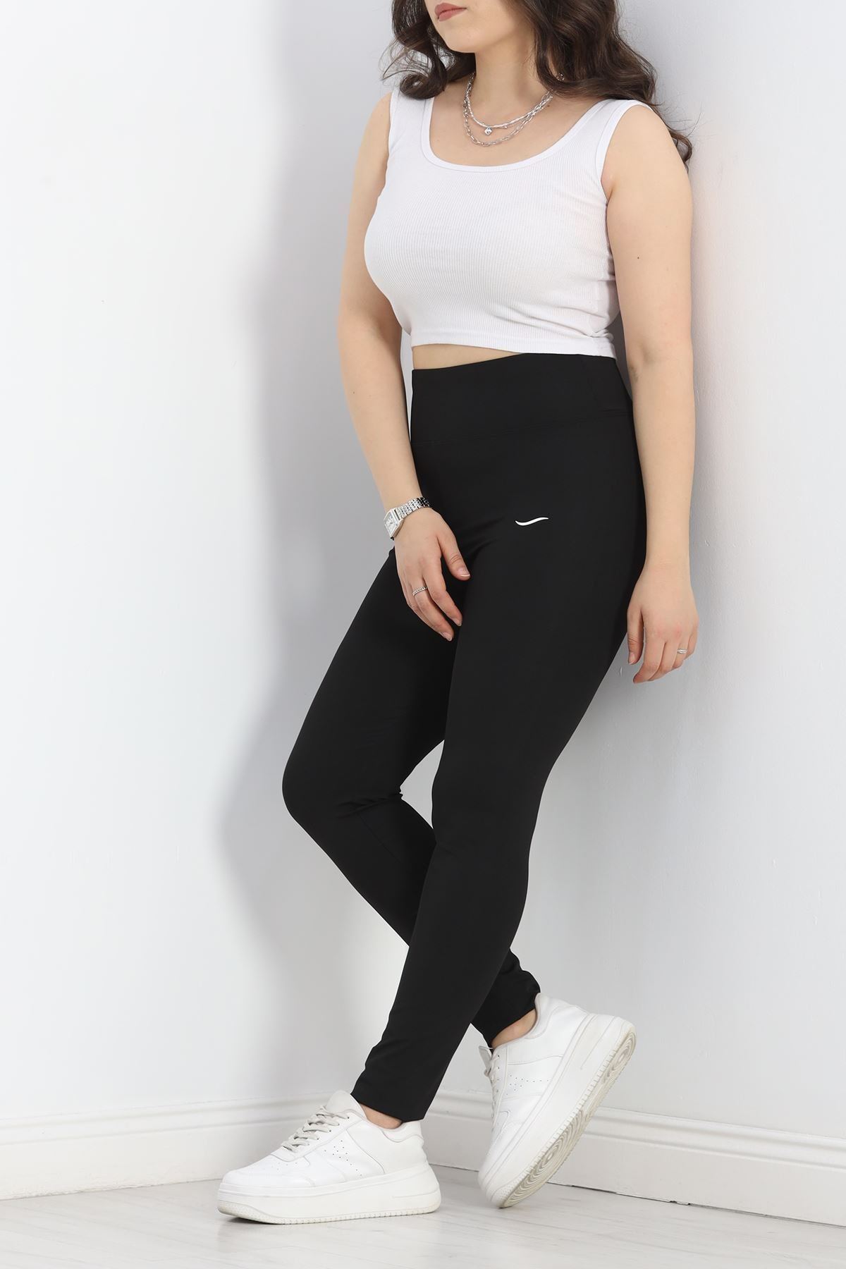 Büyük Beden Baskılı Dalgıç Tayt Siyah - 50033.1098.