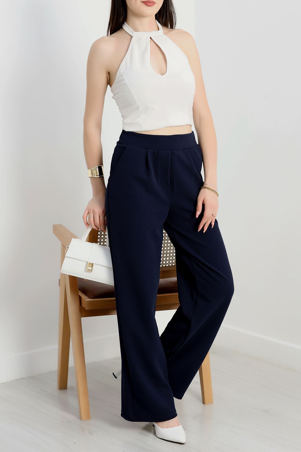 Zra Krep Likralı Pantolon  Lacivert - 90122.1837.