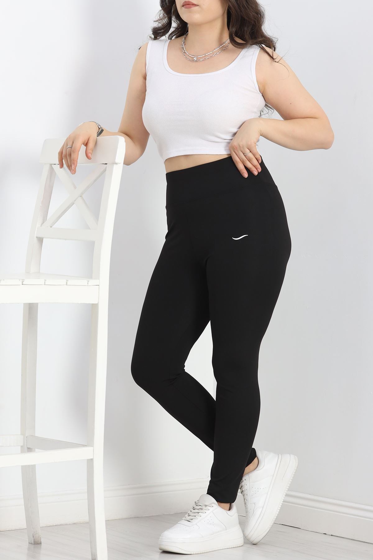 Büyük Beden Baskılı Dalgıç Tayt Siyah - 50033.1098.