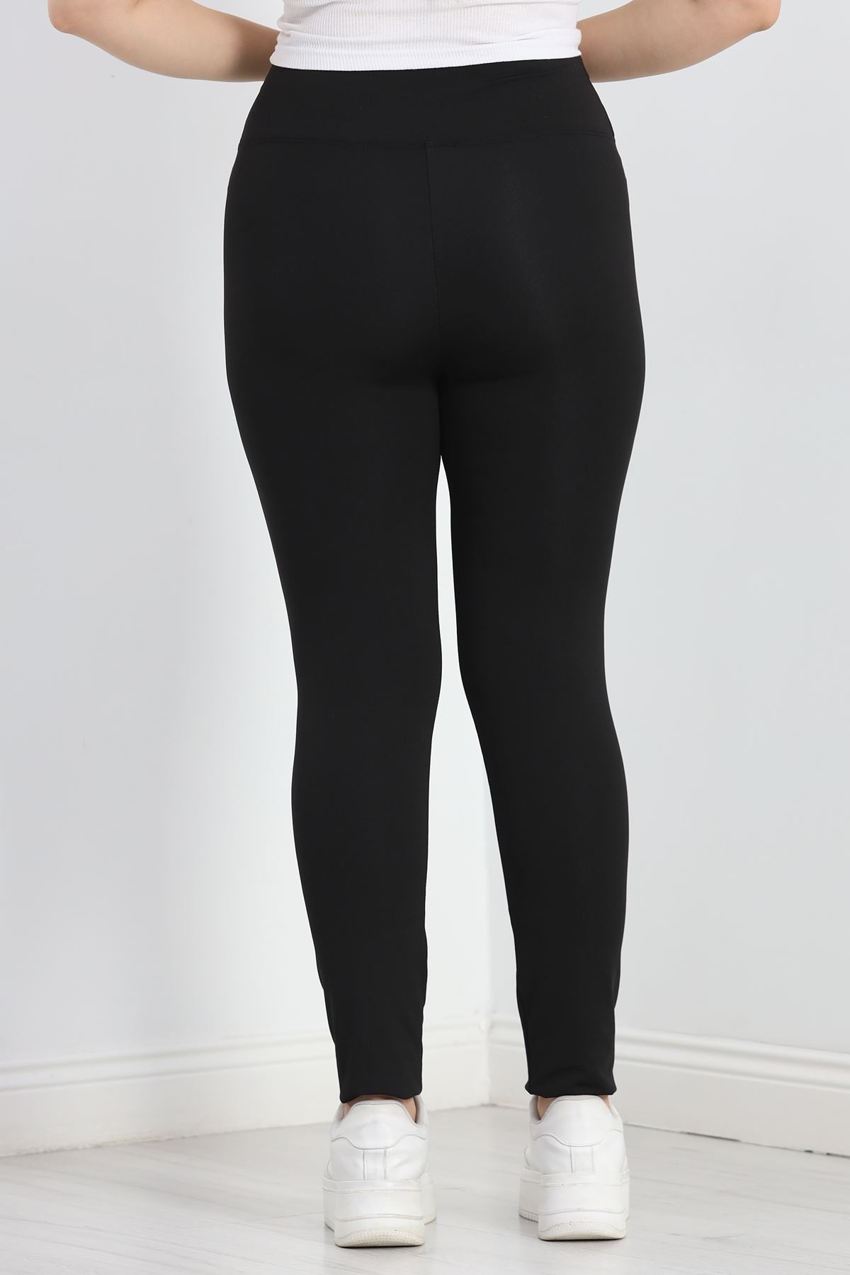 Büyük Beden Baskılı Dalgıç Tayt Siyah - 50033.1098.