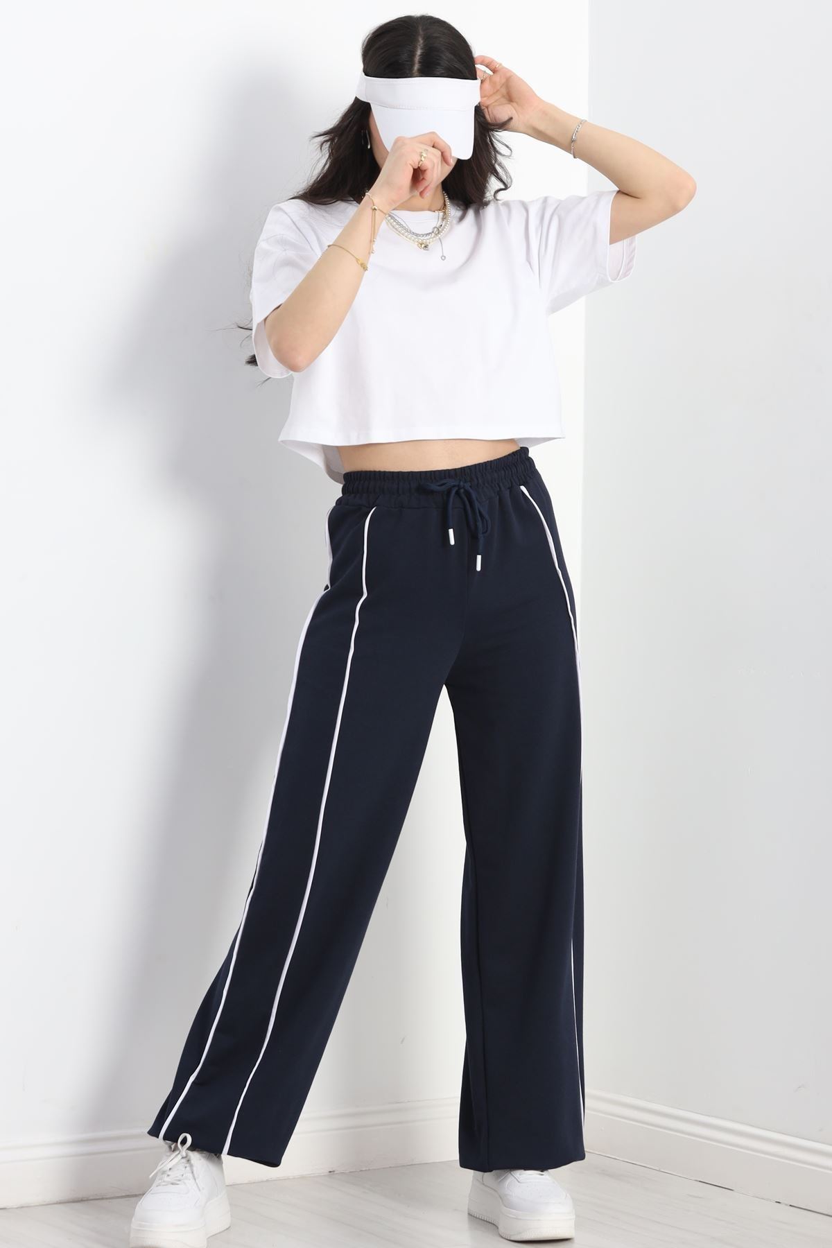 2 İplik Paça Stoperli Eşofman Altı Lacivert - 40019.1857.