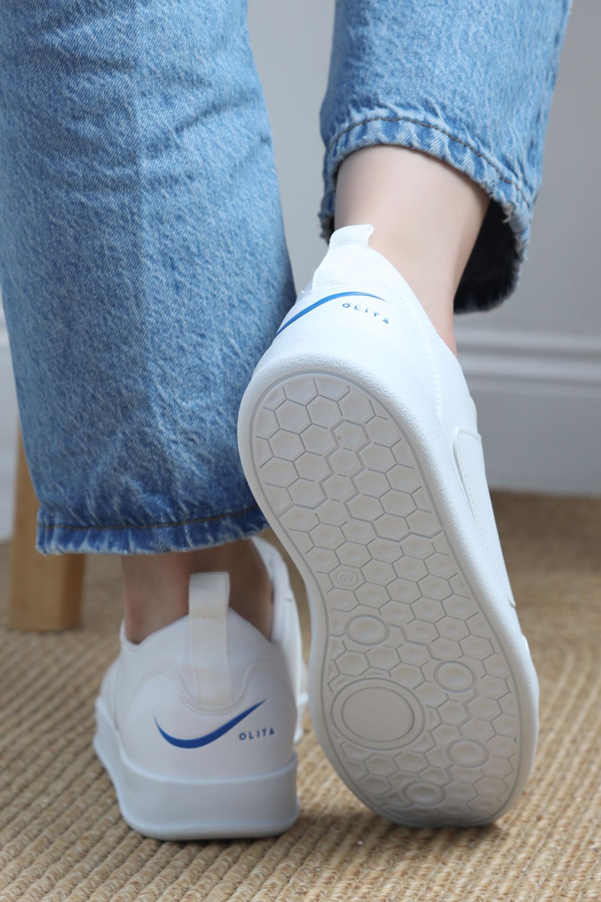 Baskılı Günlük Ayakkabı Beyazmavi - 30303.264.