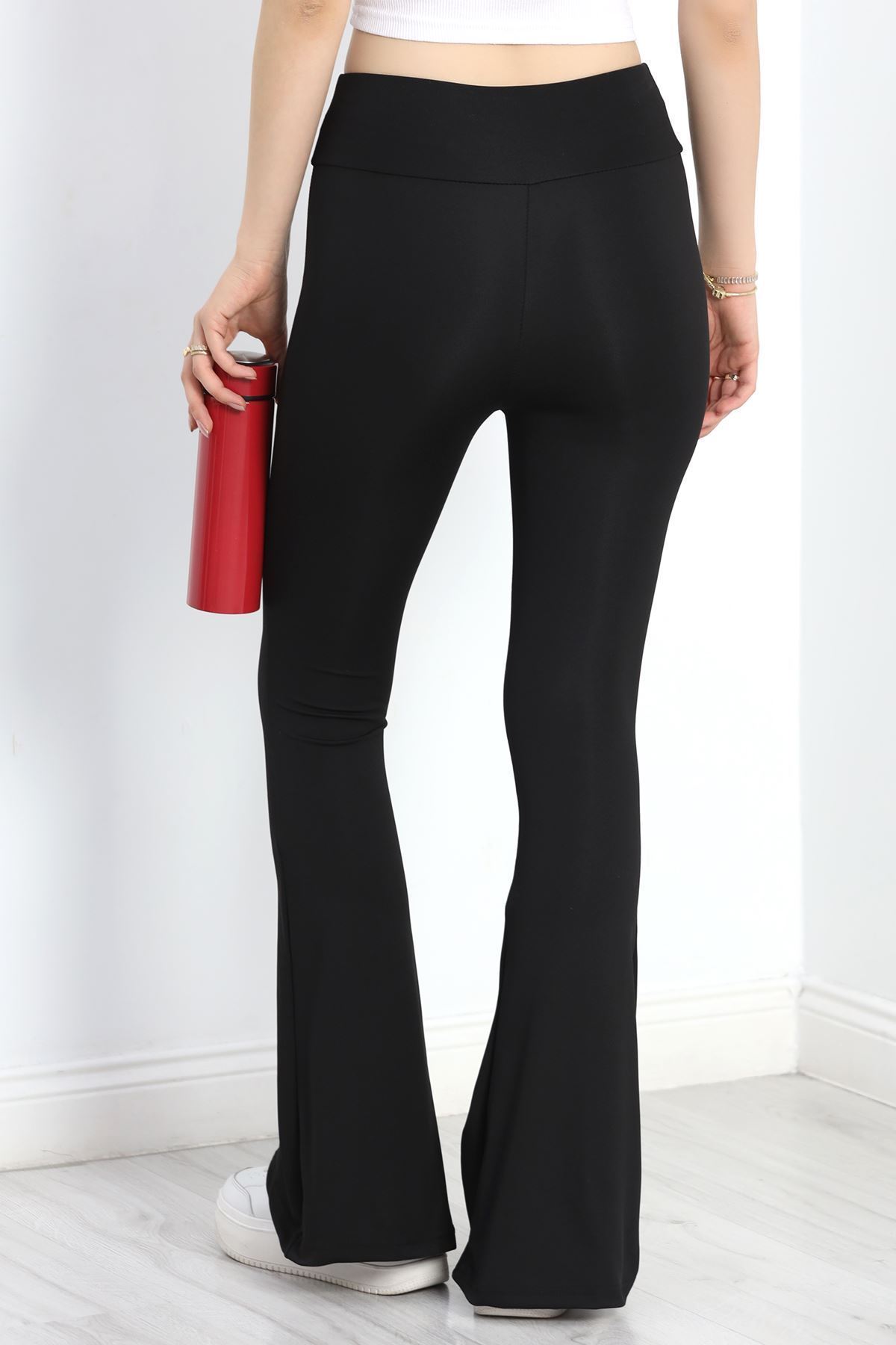 Geniş Kemer İspanyol Paça Dalgıç Tayt Siyah - 40125.1098.