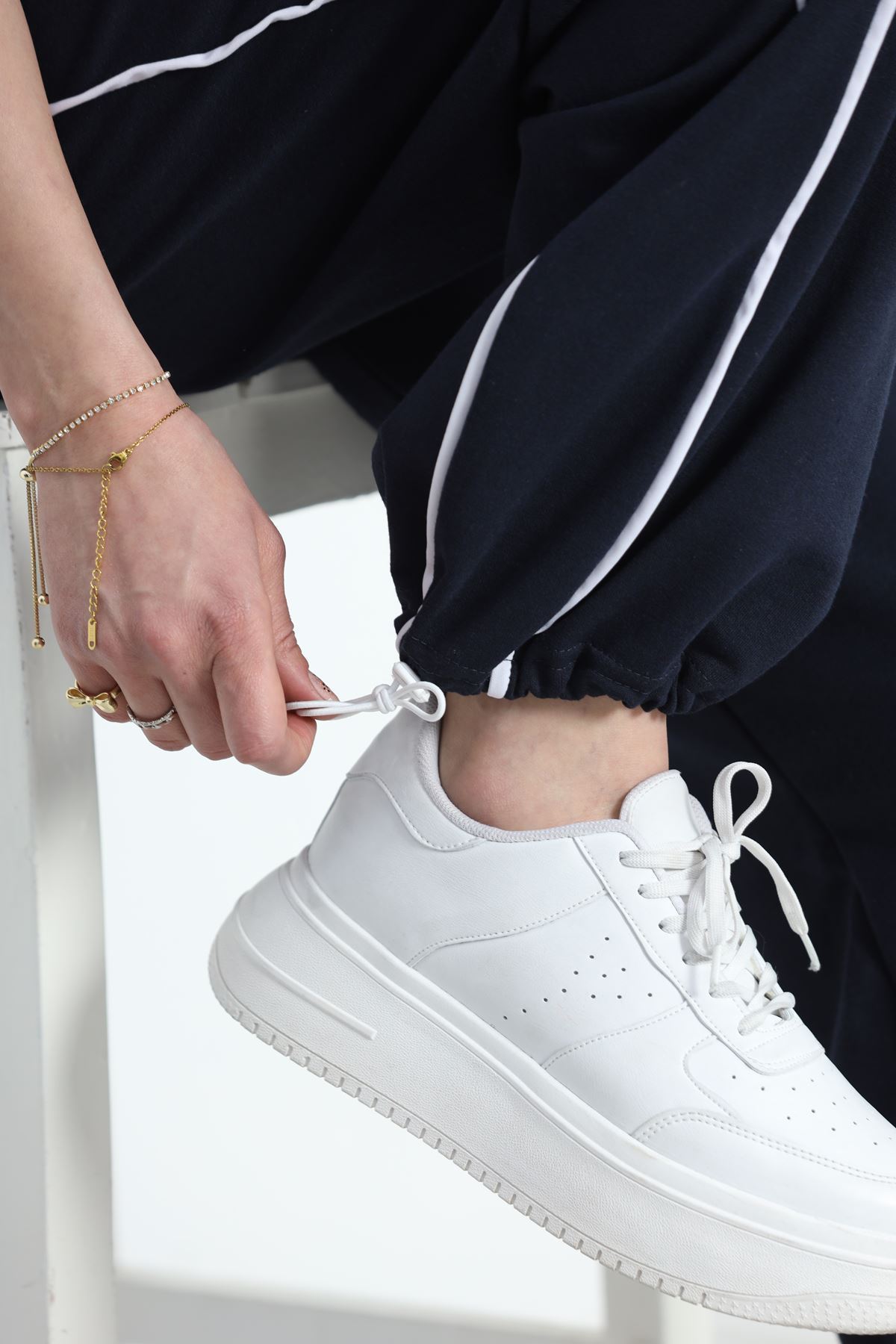 2 İplik Paça Stoperli Eşofman Altı Lacivert - 40019.1857.