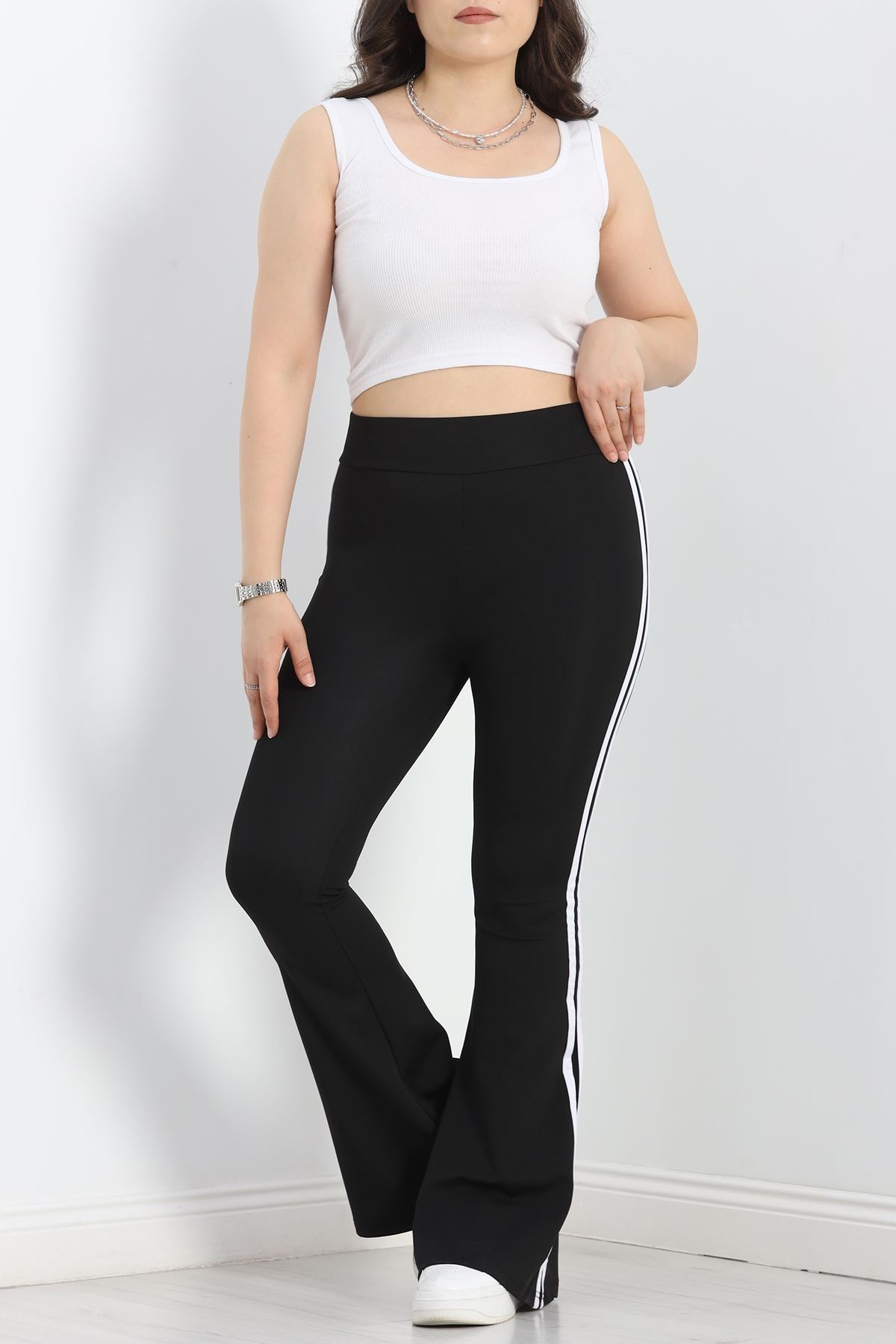 Büyük Beden Çift Şerit İspanyol Tayt Siyah - 50031.1098.
