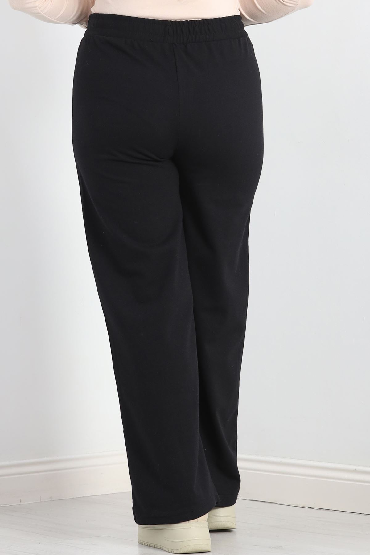 Çımalı Armalı Büyük Beden Eşofman Altı Siyah - 20231.1005.