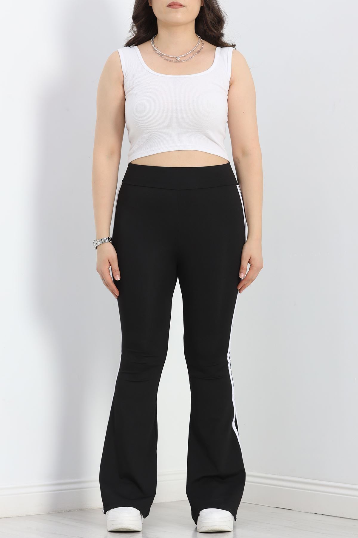 Büyük Beden Çift Şerit İspanyol Tayt Siyah - 50031.1098.