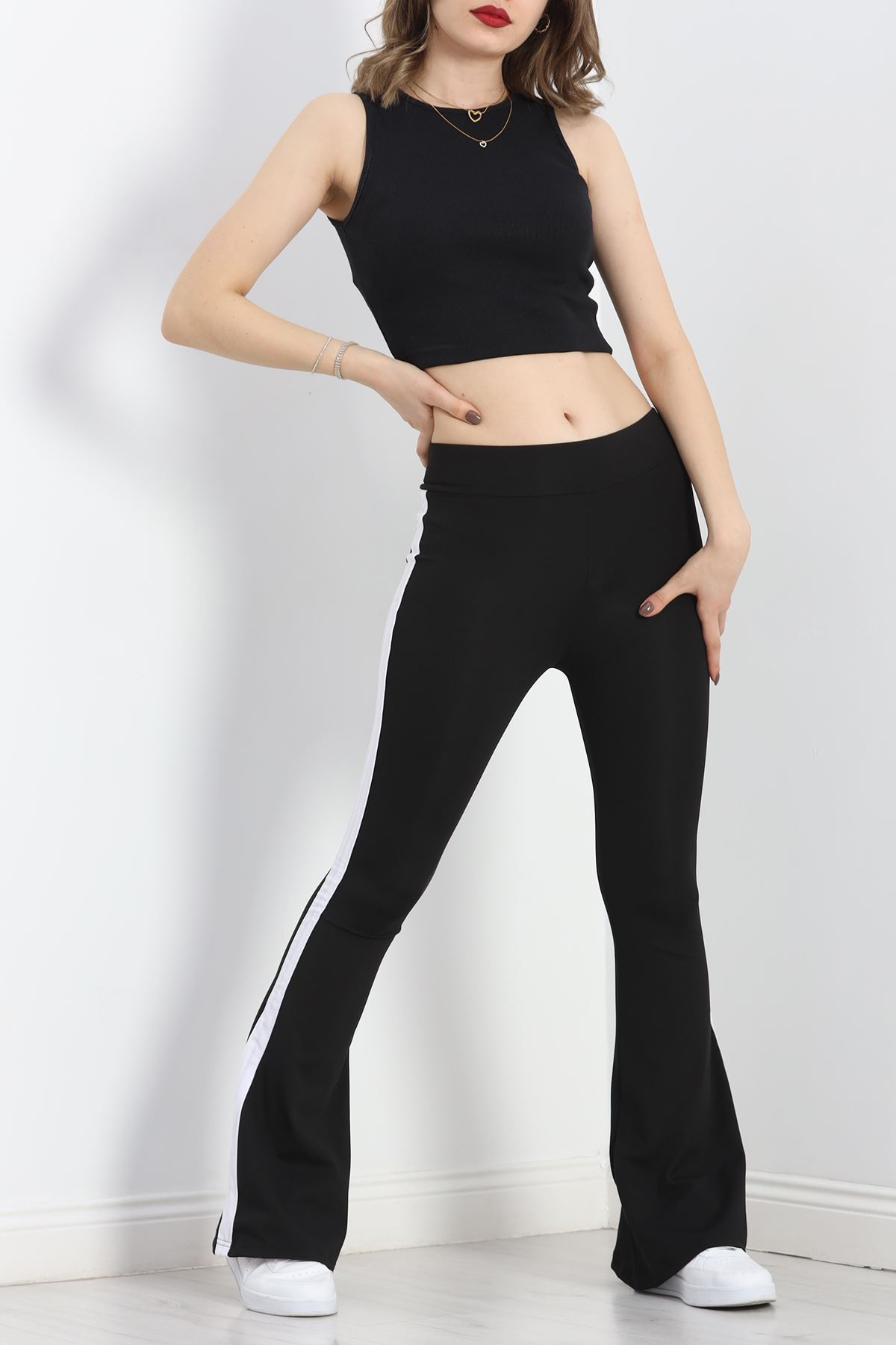 Tek Şeritli İspanyol Paça Tayt Siyah - 50034.1098.