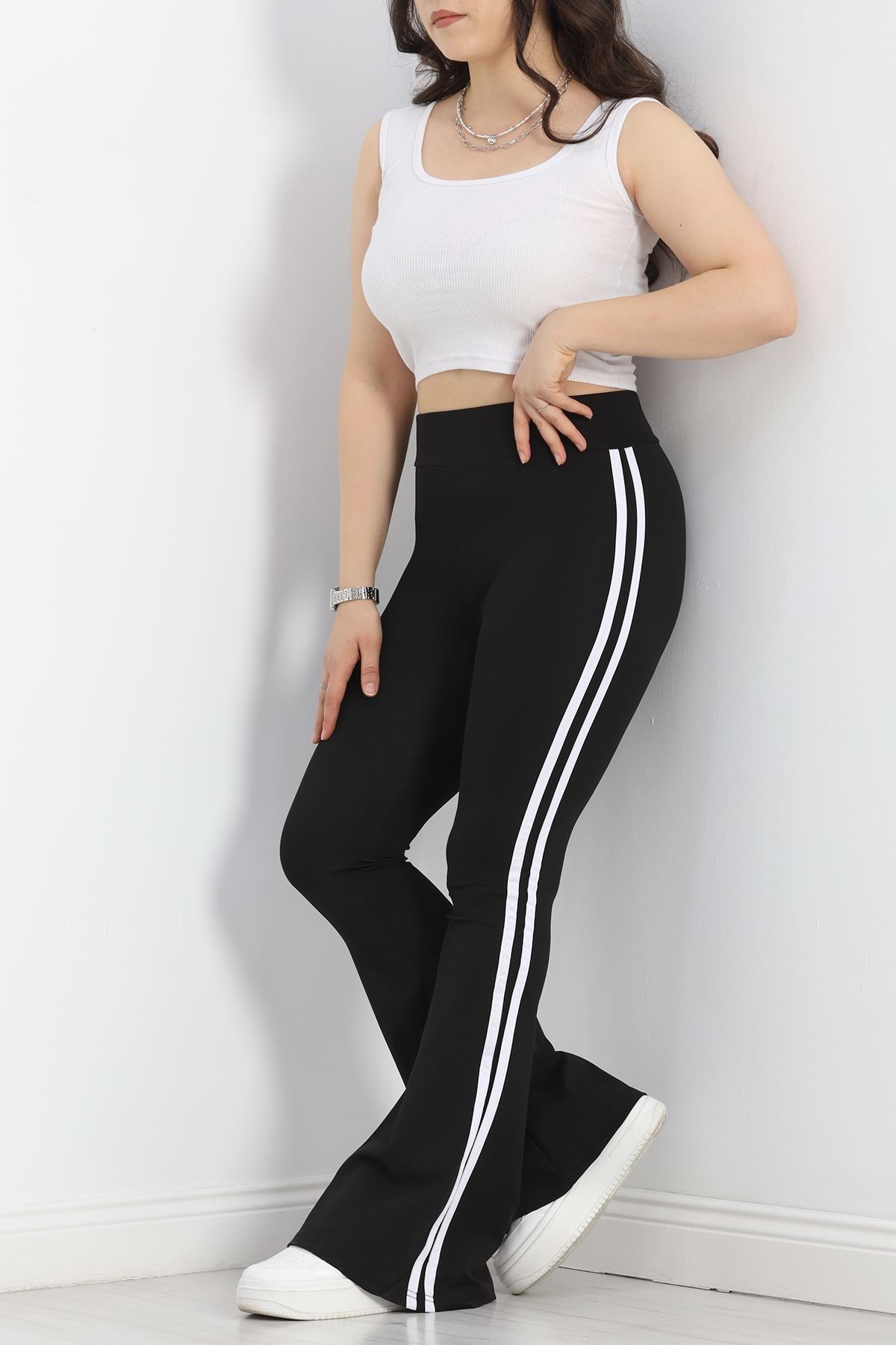 Büyük Beden Çift Şerit İspanyol Tayt Siyah - 50031.1098.