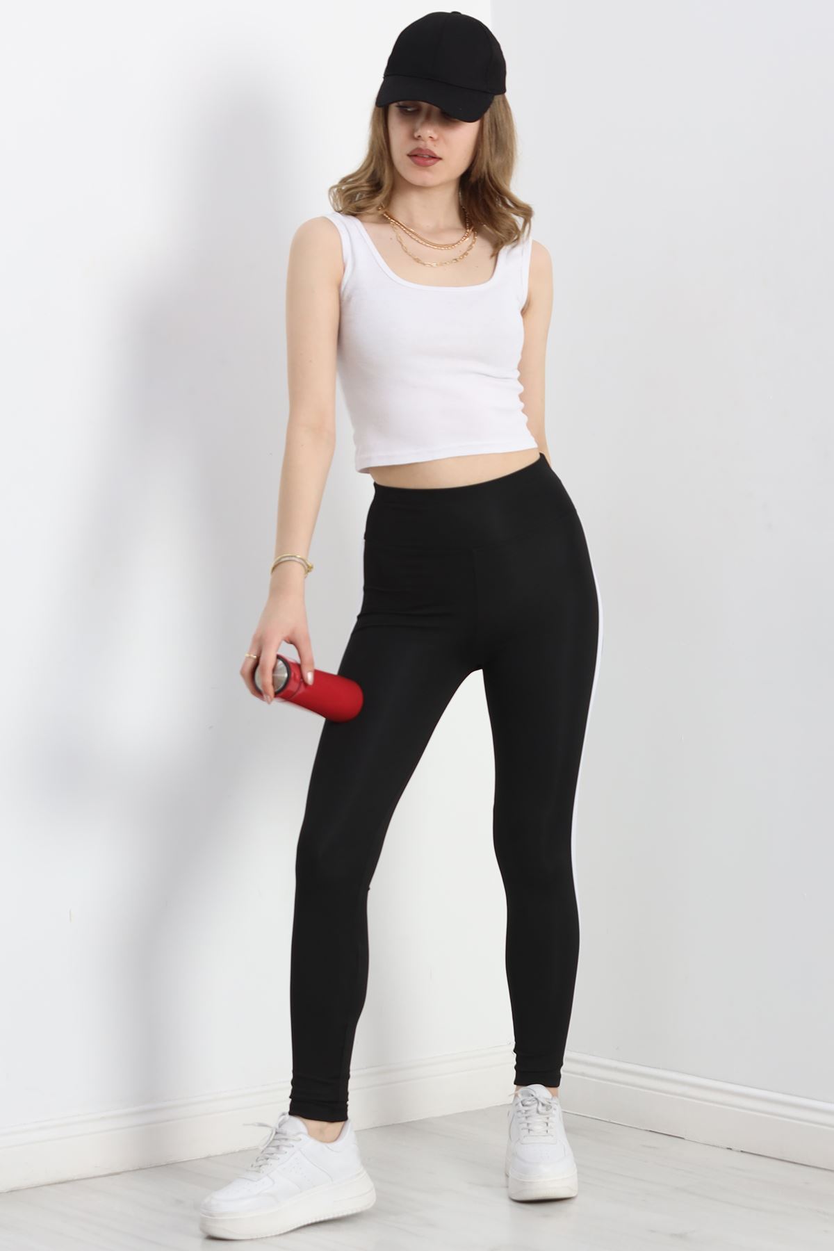 Geniş Kemer Tek Şerit Dalgıç Tayt Siyah - 40129.1098.