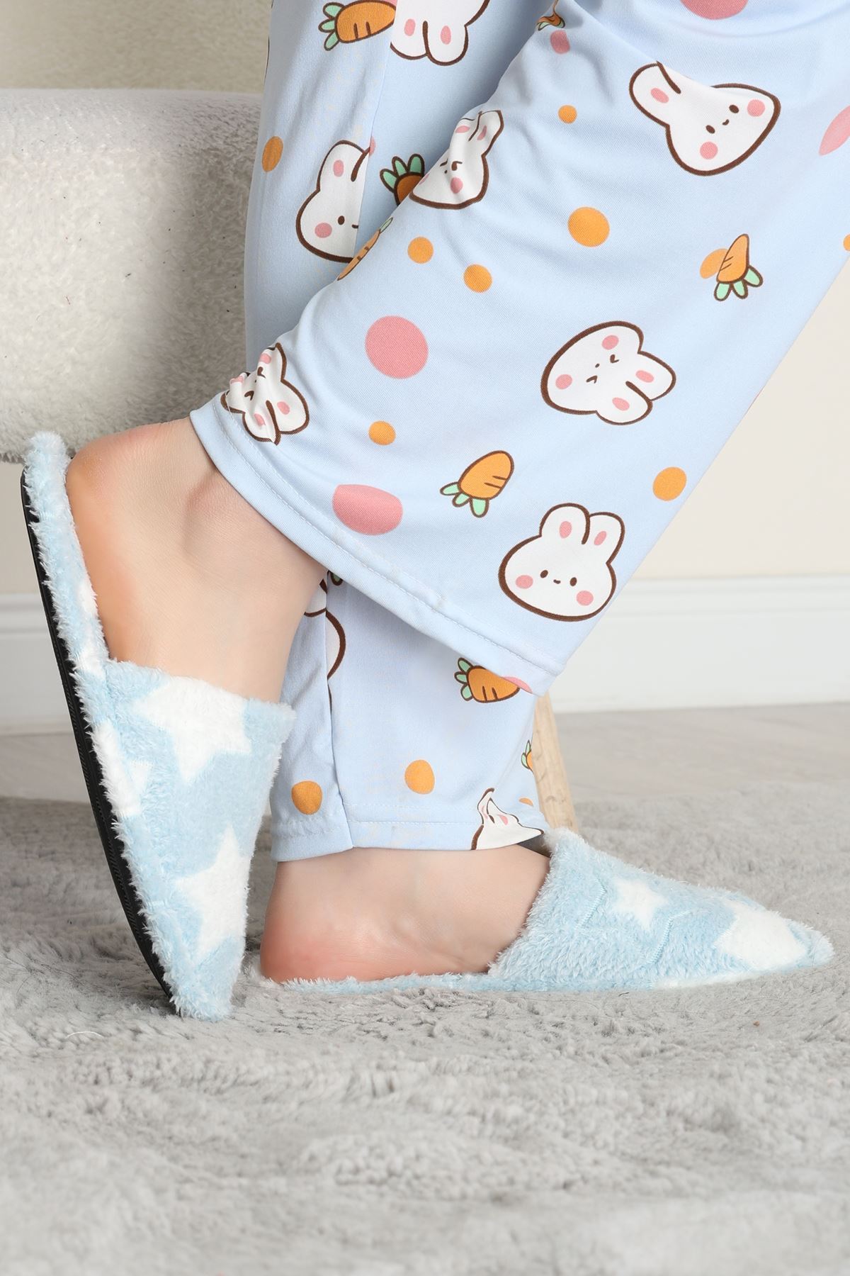 Peluş Ev Terliği Açıkmavi - 31565.264.