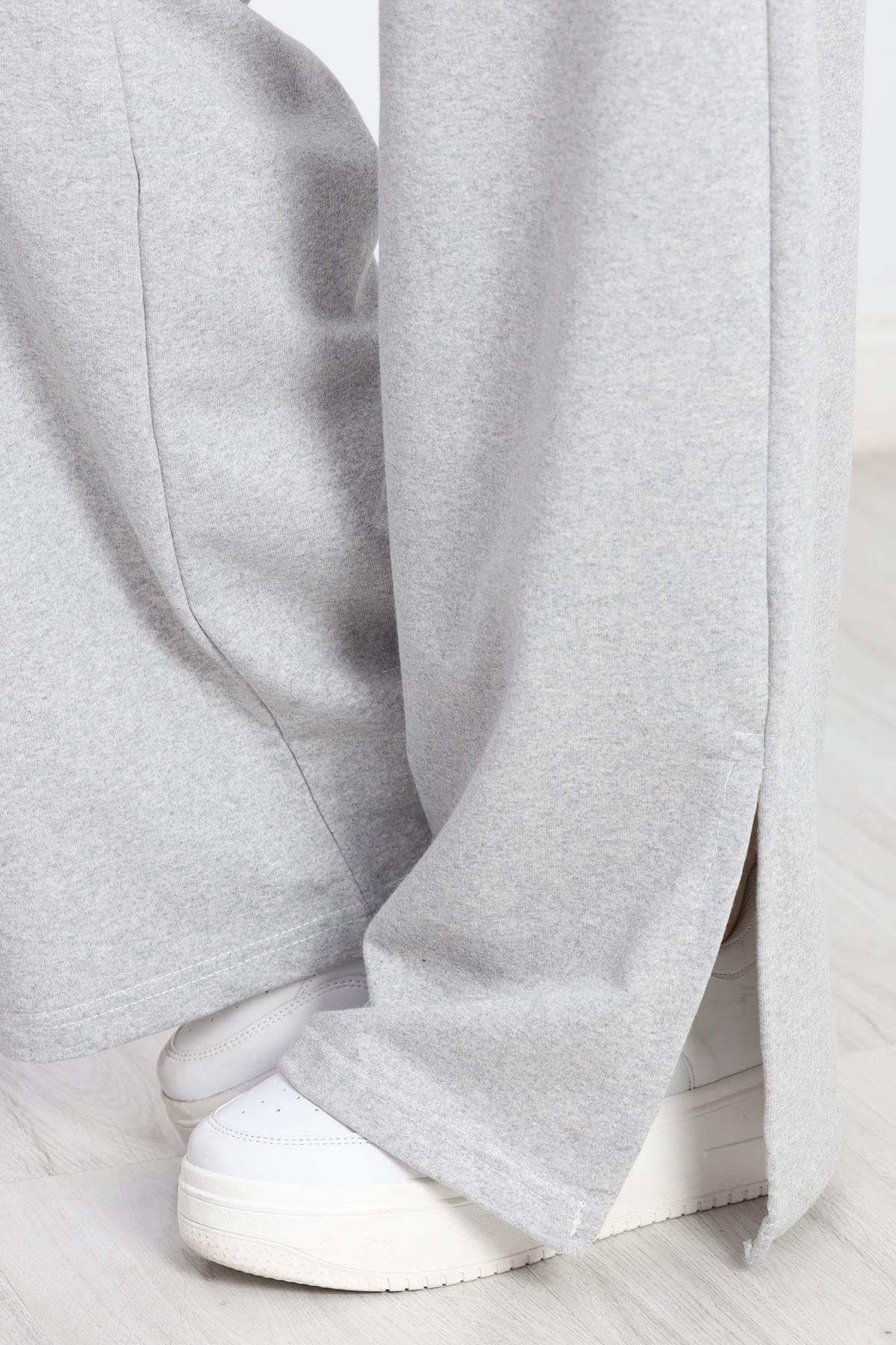 Yırtmaçlı 2 İplik Eşofman Altı Gri - 40025.1857.