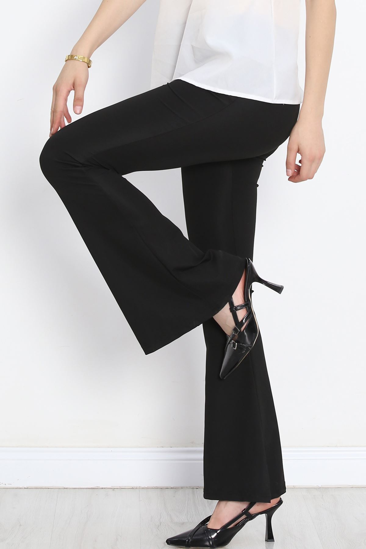 Büyük Beden İspanyol Paça Tayt Siyah - 20204.1098.