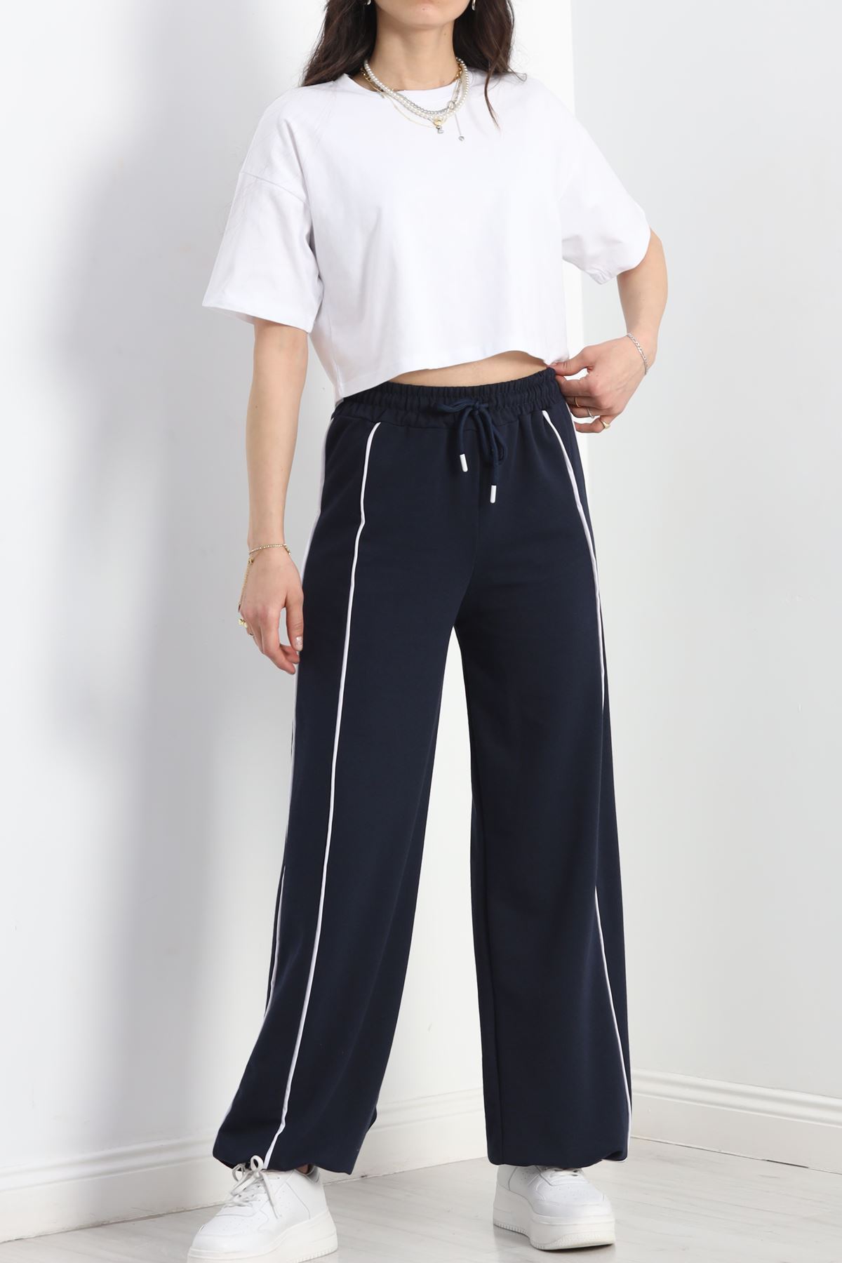 2 İplik Paça Stoperli Eşofman Altı Lacivert - 40019.1857.