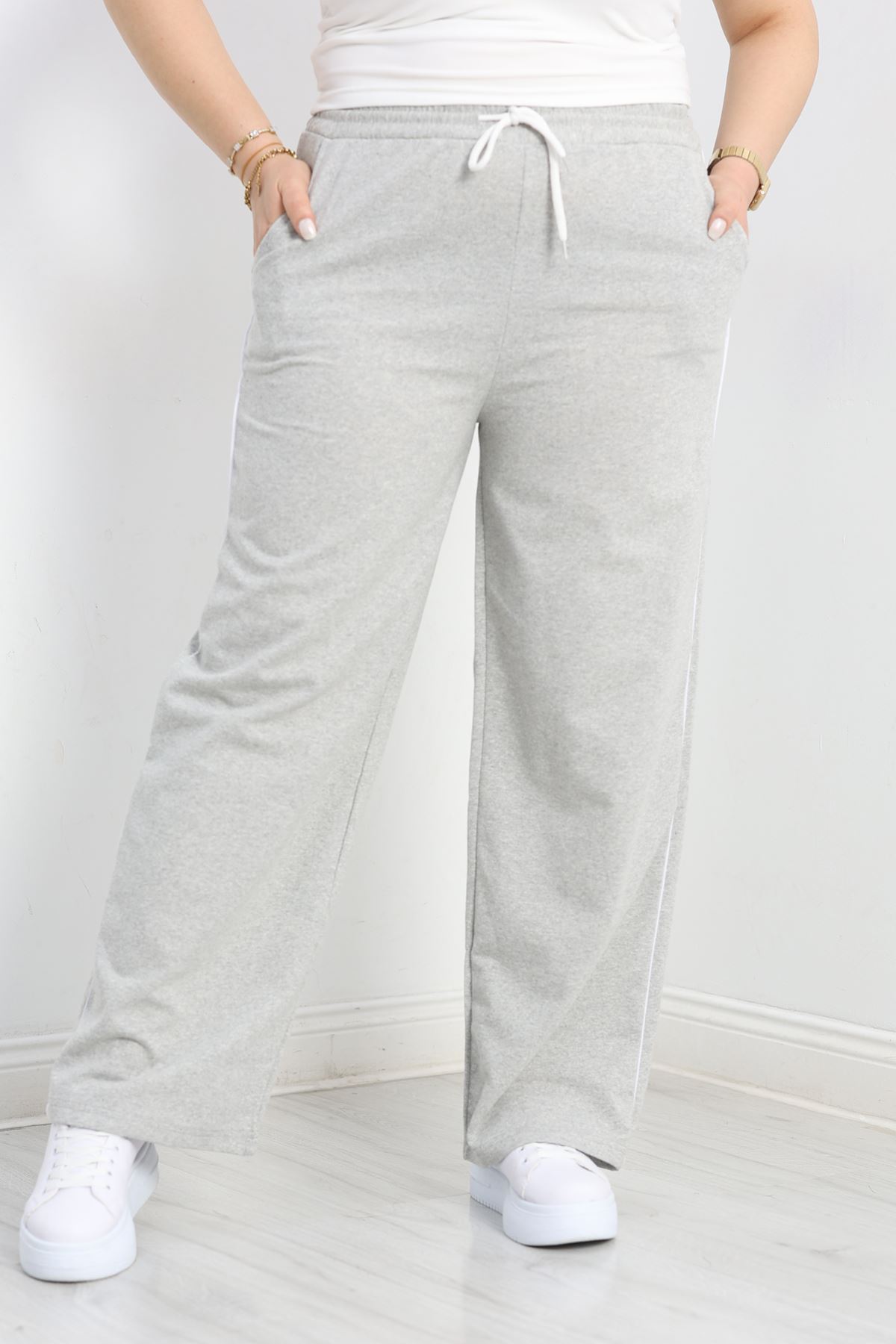 Biyeli Büyük Beden 2 İplik Eşofman Altı Gri - 50658.1005.