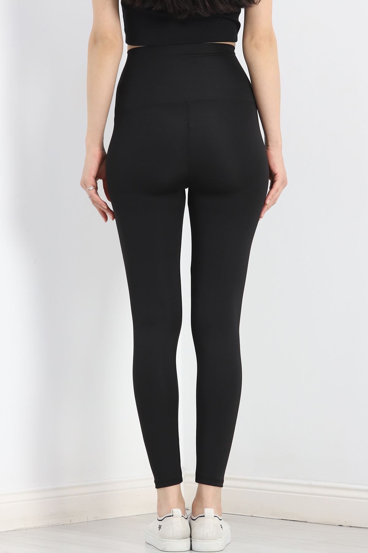 Agraflı Yüksel Bel Tayt Siyah - 20141.1881.