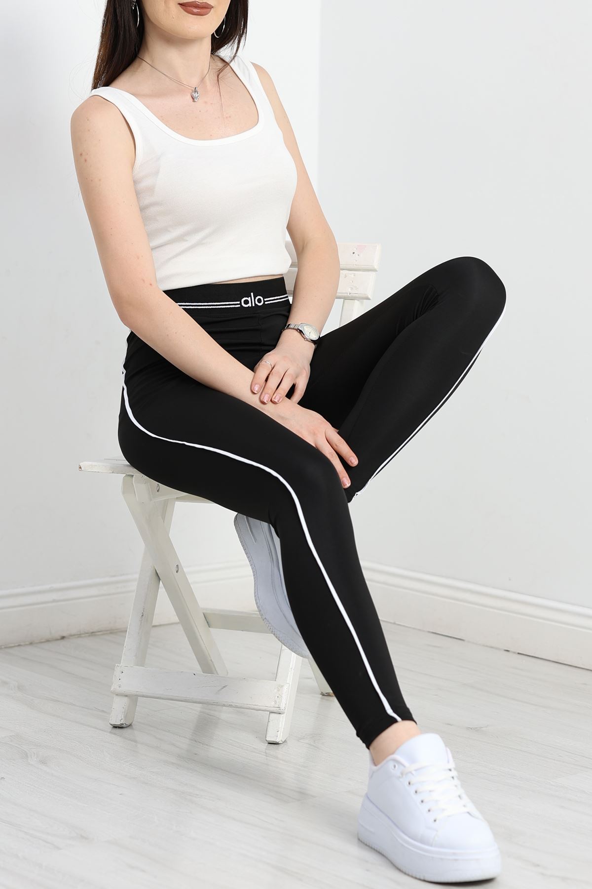 Kemerli Lastikli Biyeli Dalgıç Tayt Siyah - 50601.1005.