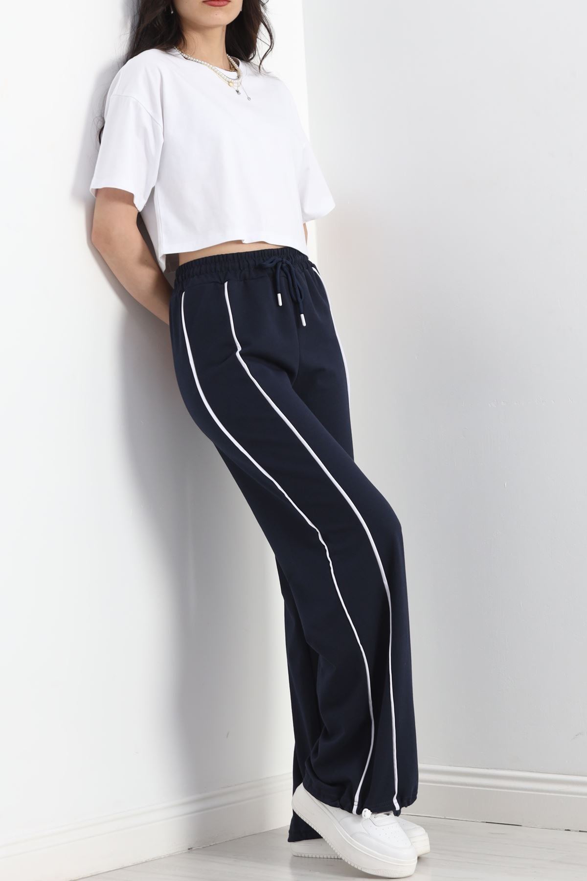 2 İplik Paça Stoperli Eşofman Altı Lacivert - 40019.1857.