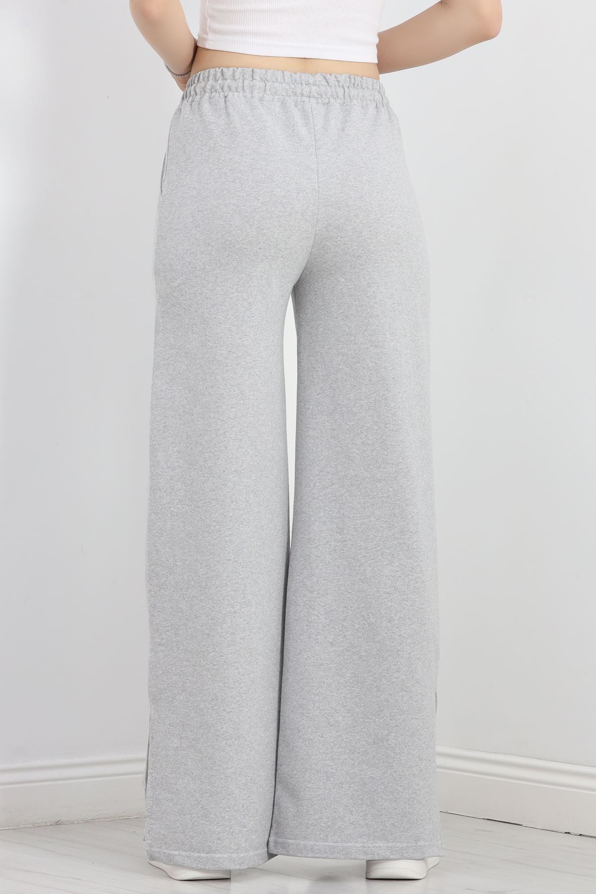 Yırtmaçlı 2 İplik Eşofman Altı Gri - 40025.1857.