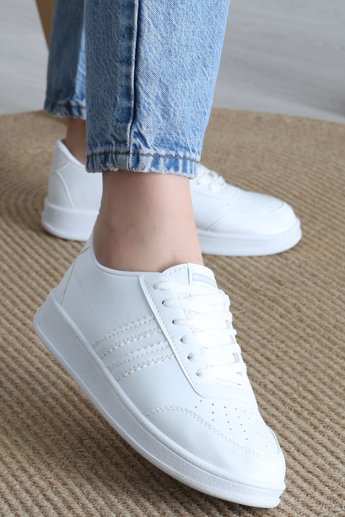 Şeritli Günlük Ayakkabı Beyaz - 17114.264.
